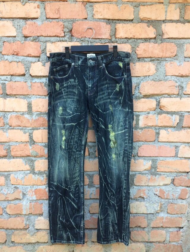 Japanese Brand Japanese Designer Nylaus Distressed Denim Pant Size US 34 / EU 50 - 1 Thumbnail