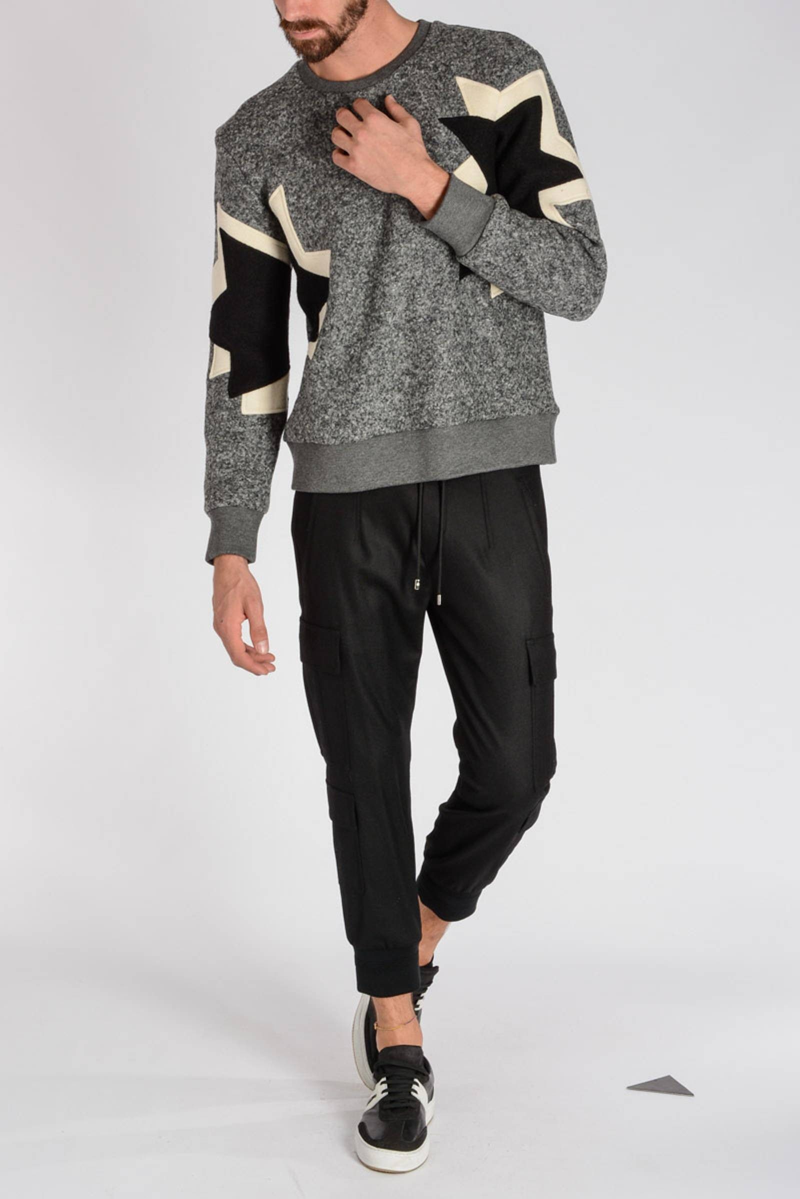 Neil Barrett Tweed and neoprene pop-art star sweatshirt Size US M / EU 48-50 / 2 - 12 Thumbnail