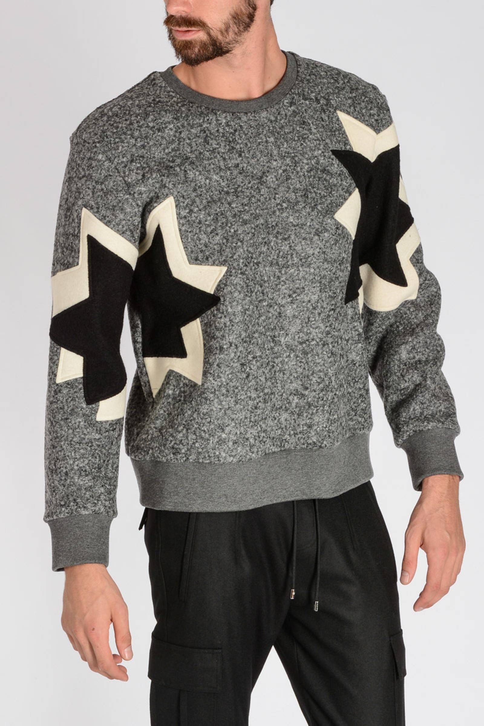 Neil Barrett Tweed and neoprene pop-art star sweatshirt Size US M / EU 48-50 / 2 - 2 Thumbnail