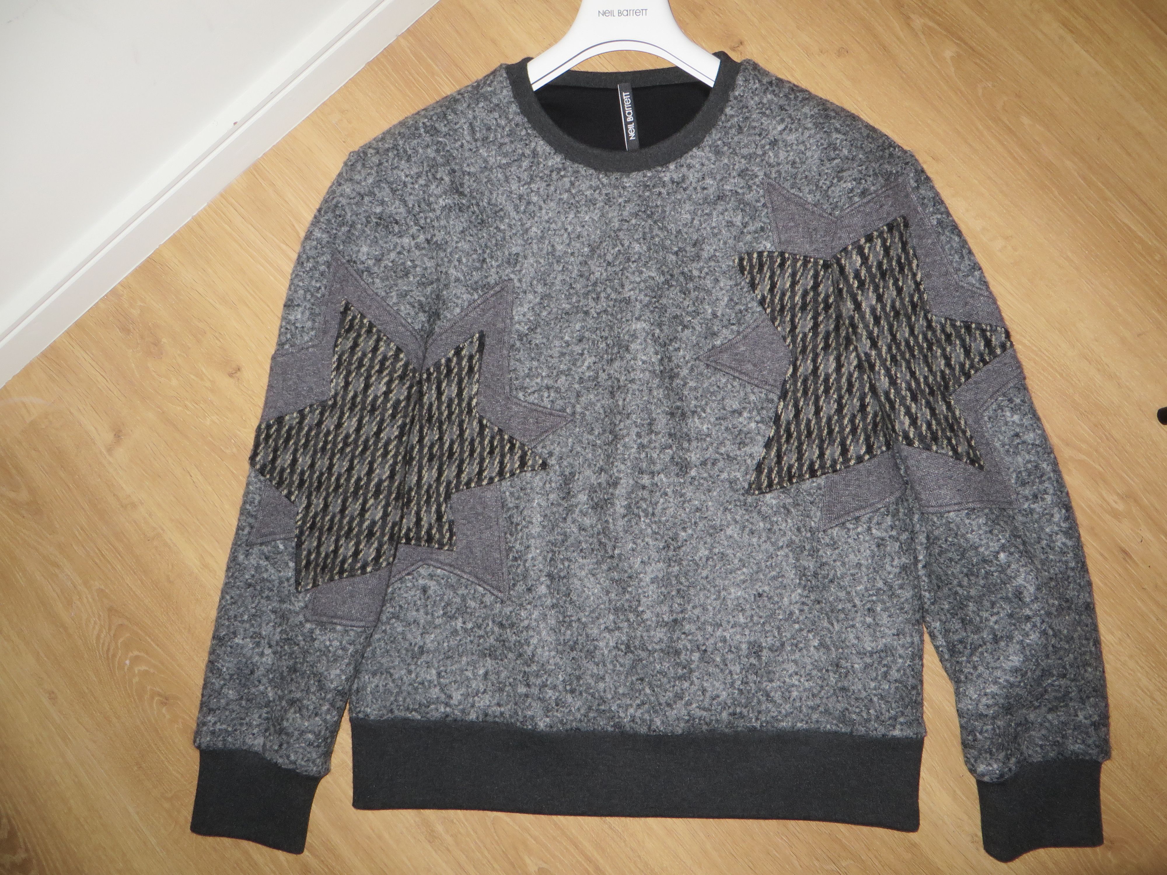 Neil Barrett Tweed and neoprene pop-art star sweatshirt Size US M / EU 48-50 / 2 - 9 Thumbnail