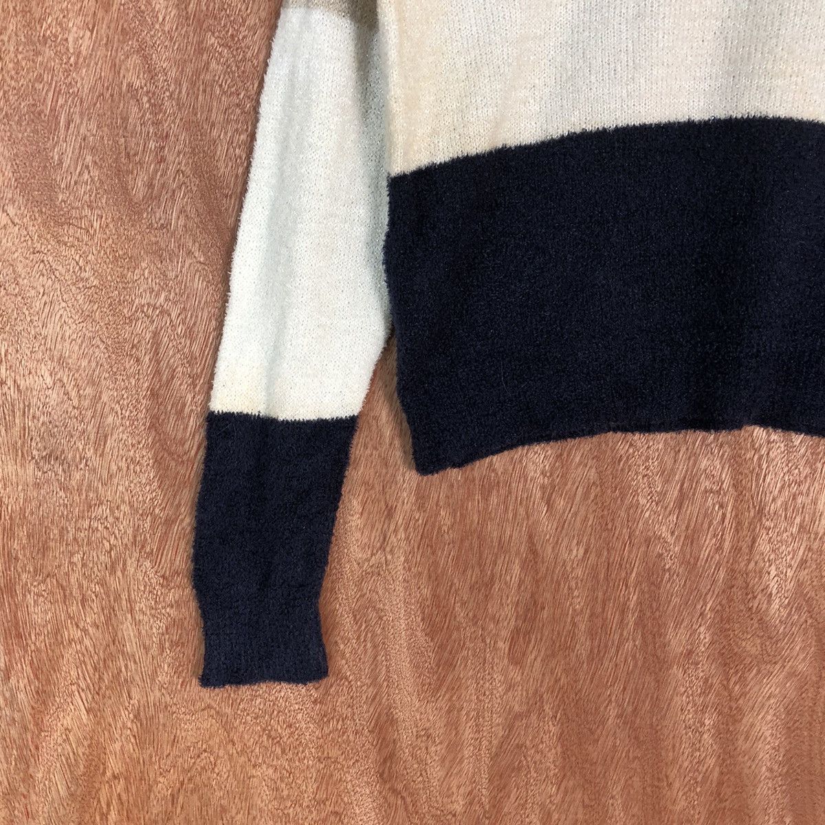 Japanese Brand Khalita Stripe fleece Shag Shaggy Fur Mohair Knitwear #6723 Size L / US 10 / IT 46 - 4 Thumbnail