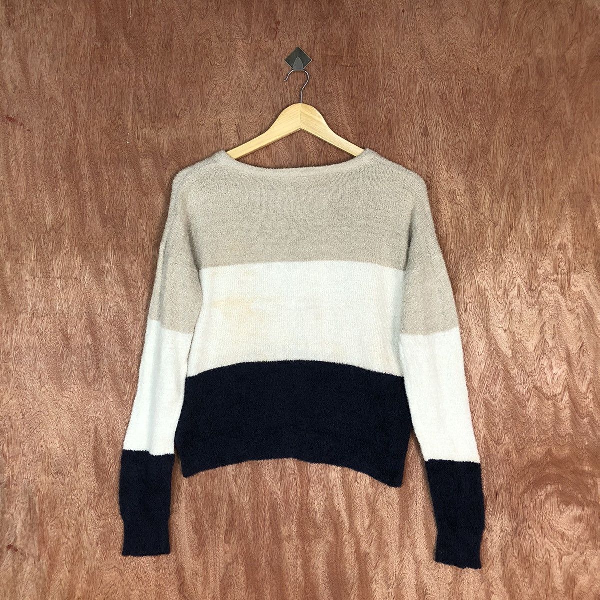 Japanese Brand Khalita Stripe fleece Shag Shaggy Fur Mohair Knitwear #6723 Size L / US 10 / IT 46 - 8 Thumbnail