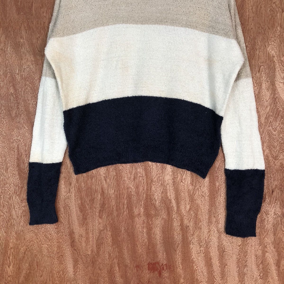 Japanese Brand Khalita Stripe fleece Shag Shaggy Fur Mohair Knitwear #6723 Size L / US 10 / IT 46 - 3 Thumbnail