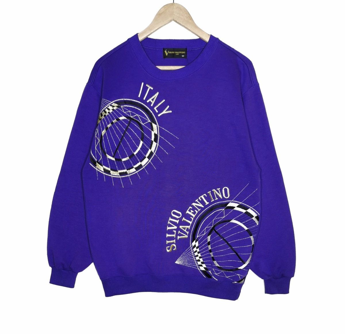 image of Silvio Valentino Embroidered Logo Sweatshirt | M in Blue, Men's (Size Medium)
