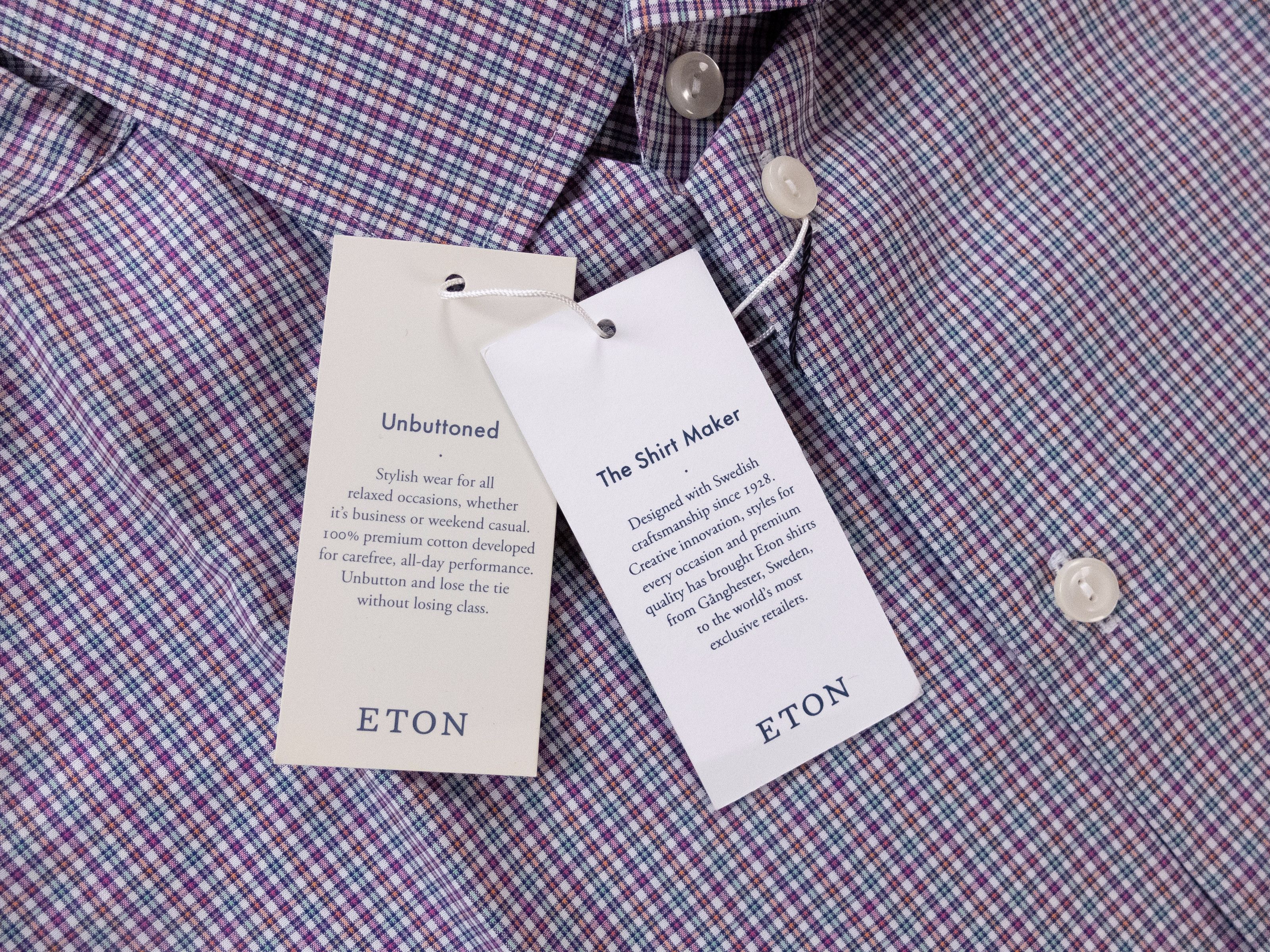 Eton ETON of Sweden white slim fit plaid check dress shirt 43 17 Size US XL / EU 56 / 4 - 4 Thumbnail