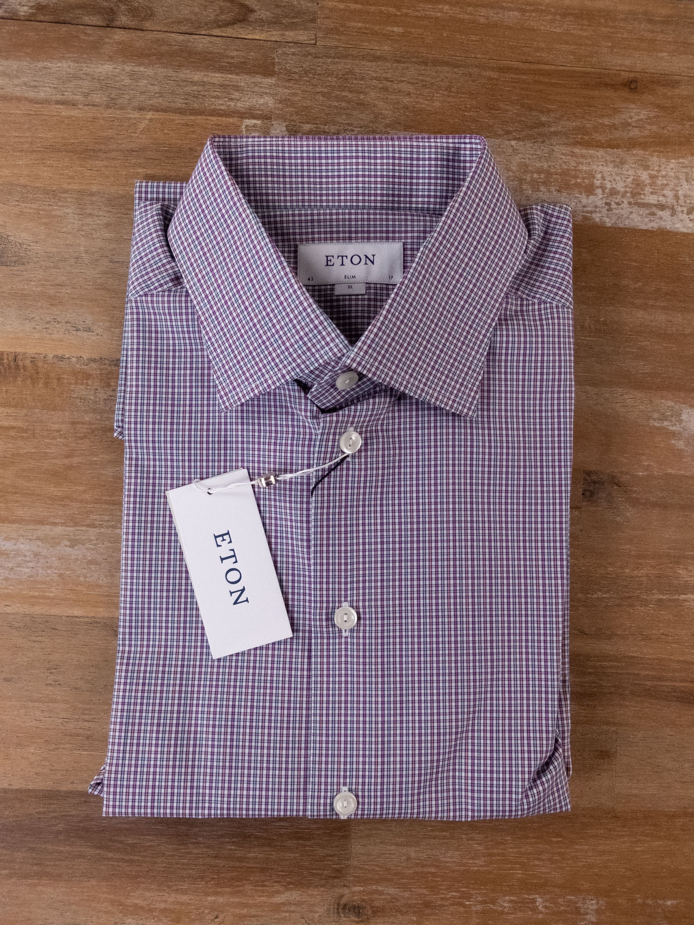 Eton ETON of Sweden white slim fit plaid check dress shirt 43 17 Size US XL / EU 56 / 4 - 1 Thumbnail