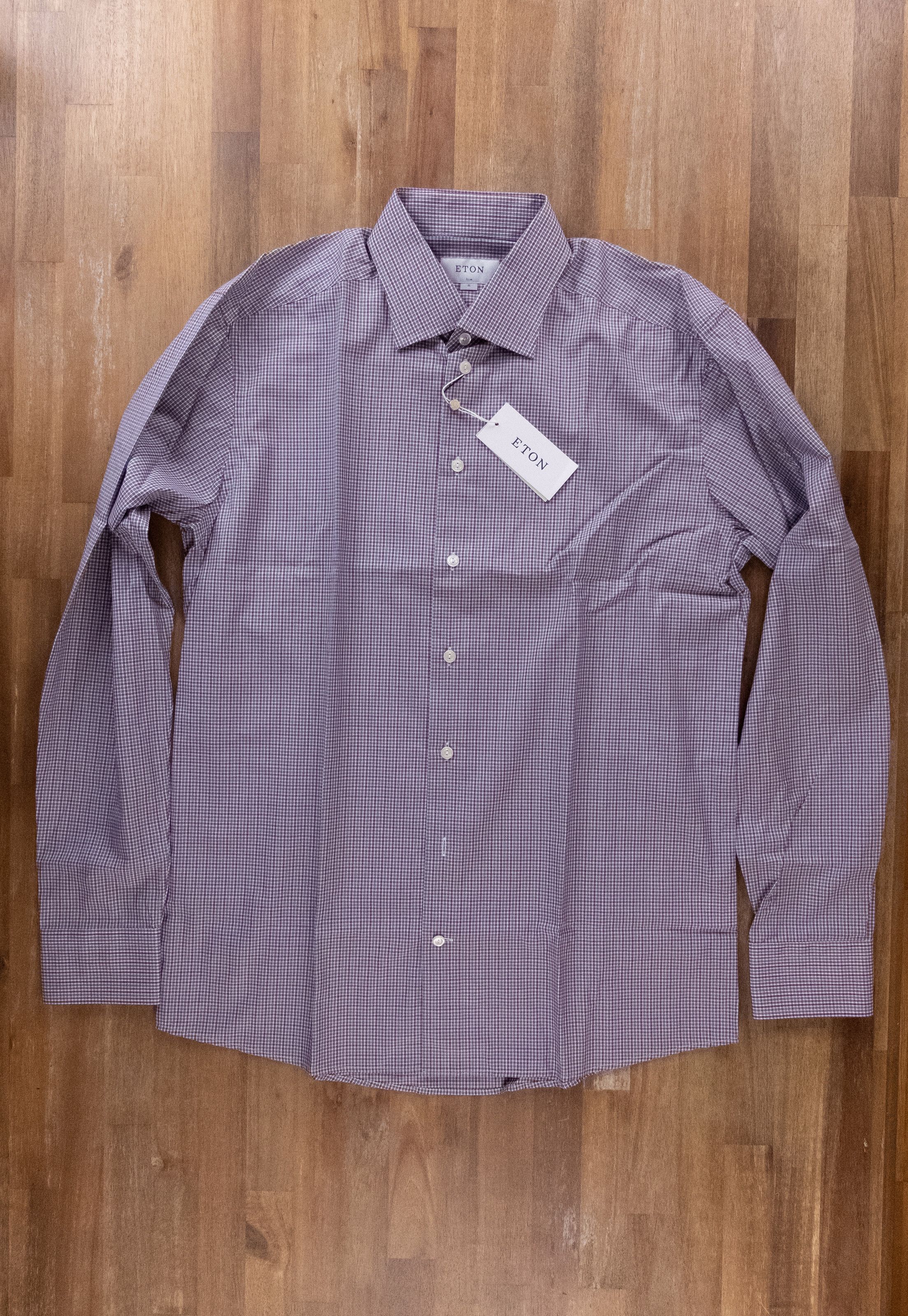 Eton ETON of Sweden white slim fit plaid check dress shirt 43 17 Size US XL / EU 56 / 4 - 2 Thumbnail