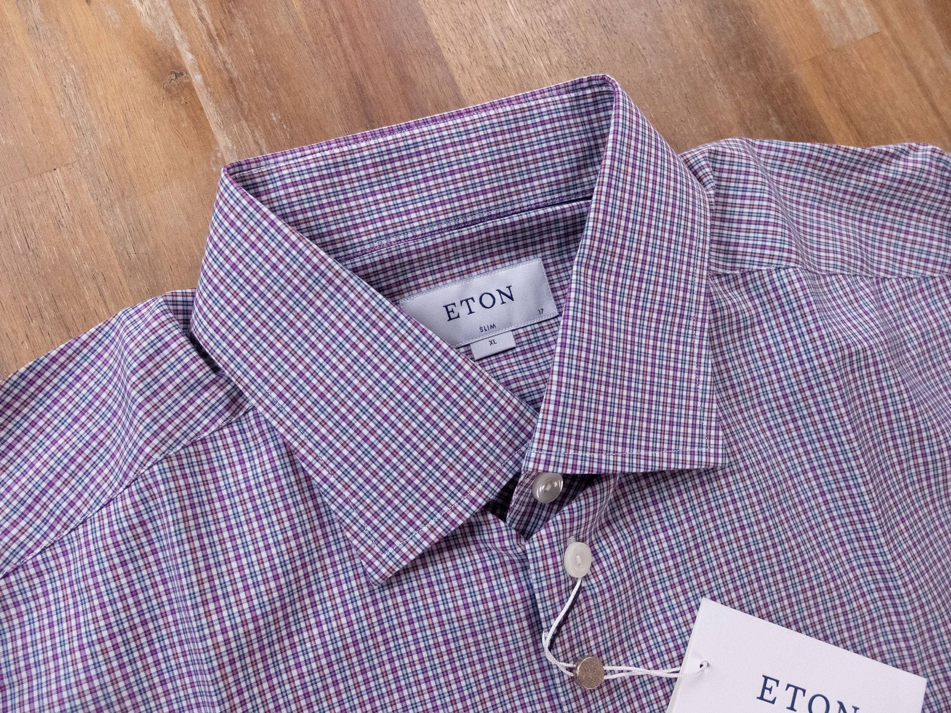 Eton ETON of Sweden white slim fit plaid check dress shirt 43 17 Size US XL / EU 56 / 4 - 3 Thumbnail