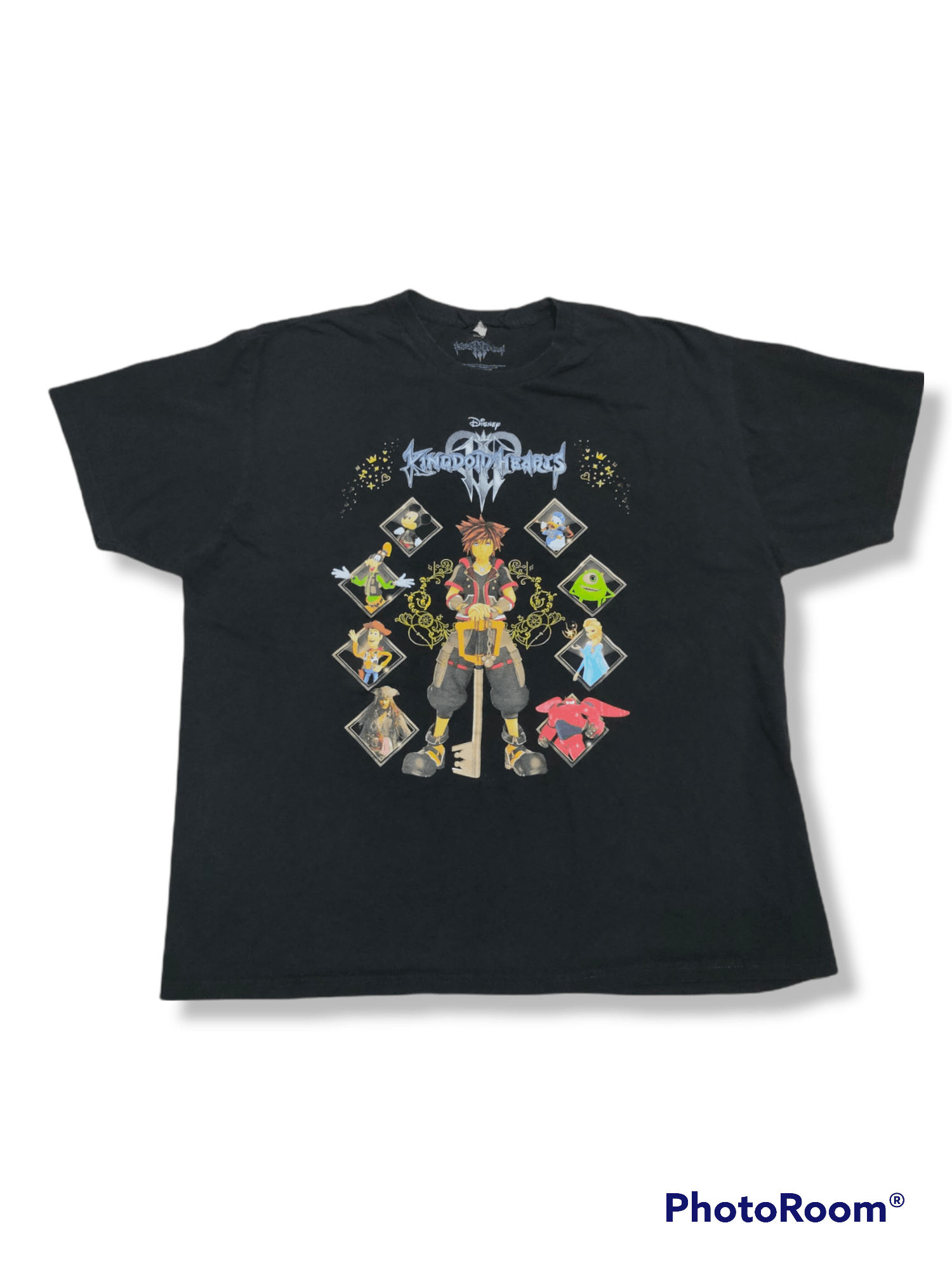 Image of Anima x Vintage Kingdom Of Hearts Video Game Promo Oversize Tshirt in Black, Men's (Size 2XL)