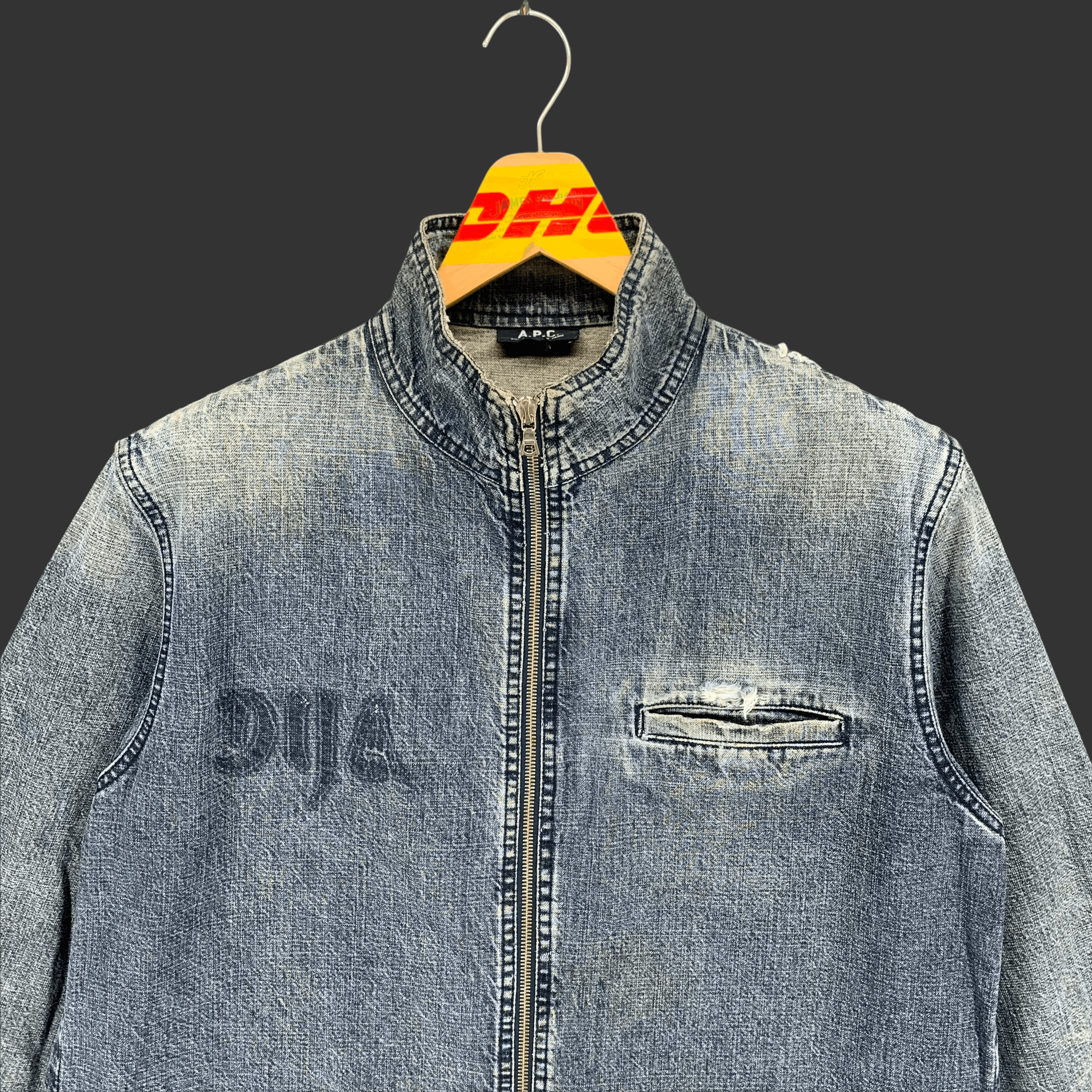 A.P.C. APC TRASHED DISTRESS WASHED DENIM JACKET #3222-62 Size US M / EU 48-50 / 2 - 3 Thumbnail
