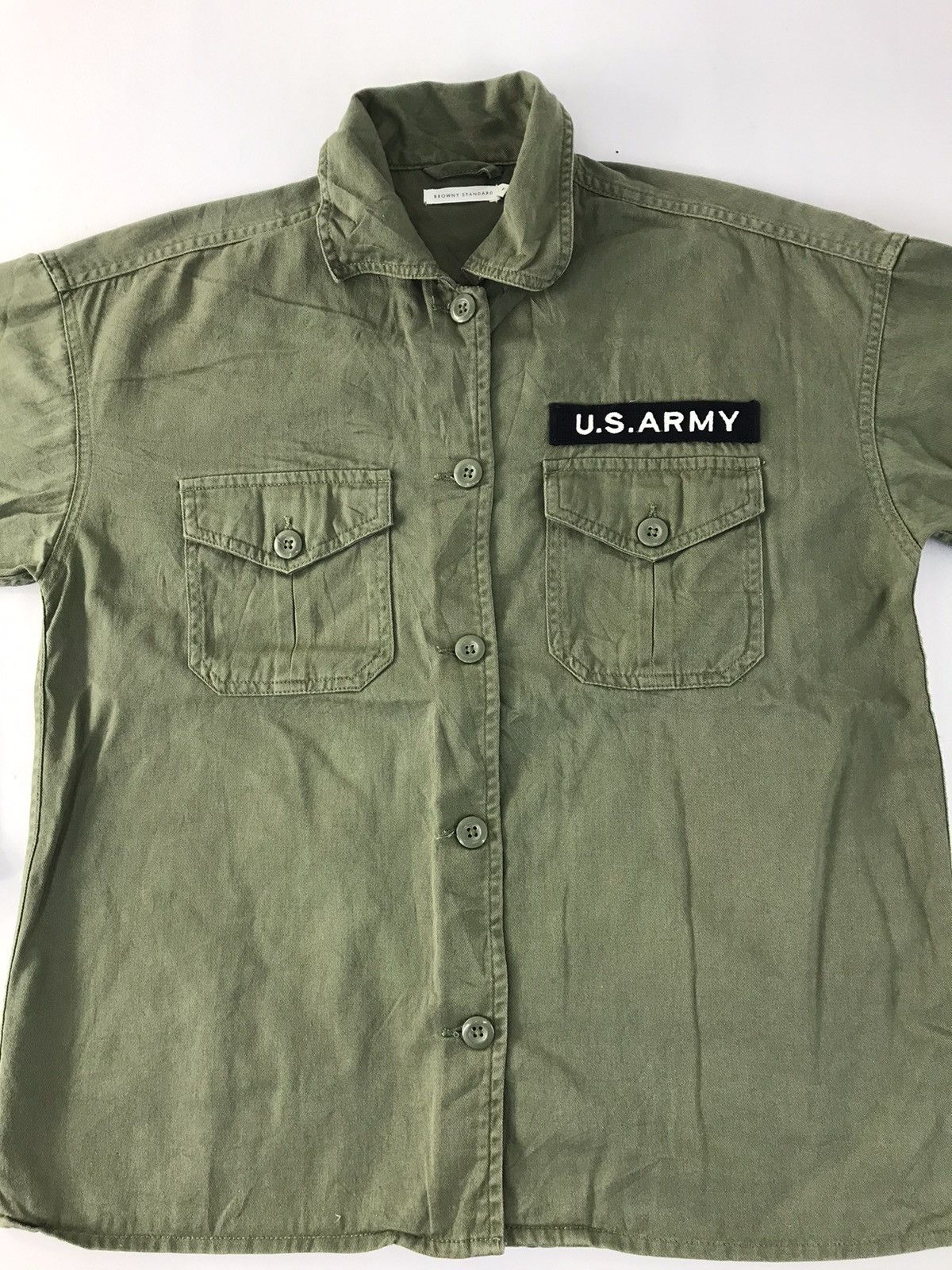 Vintage US Army Olive Green Khakis Button Up Shirt Sergeant Size US S / EU 44-46 / 1 - 2 Thumbnail