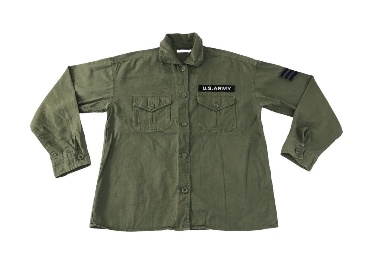 Vintage US Army Olive Green Khakis Button Up Shirt Sergeant Size US S / EU 44-46 / 1 - 1 Thumbnail