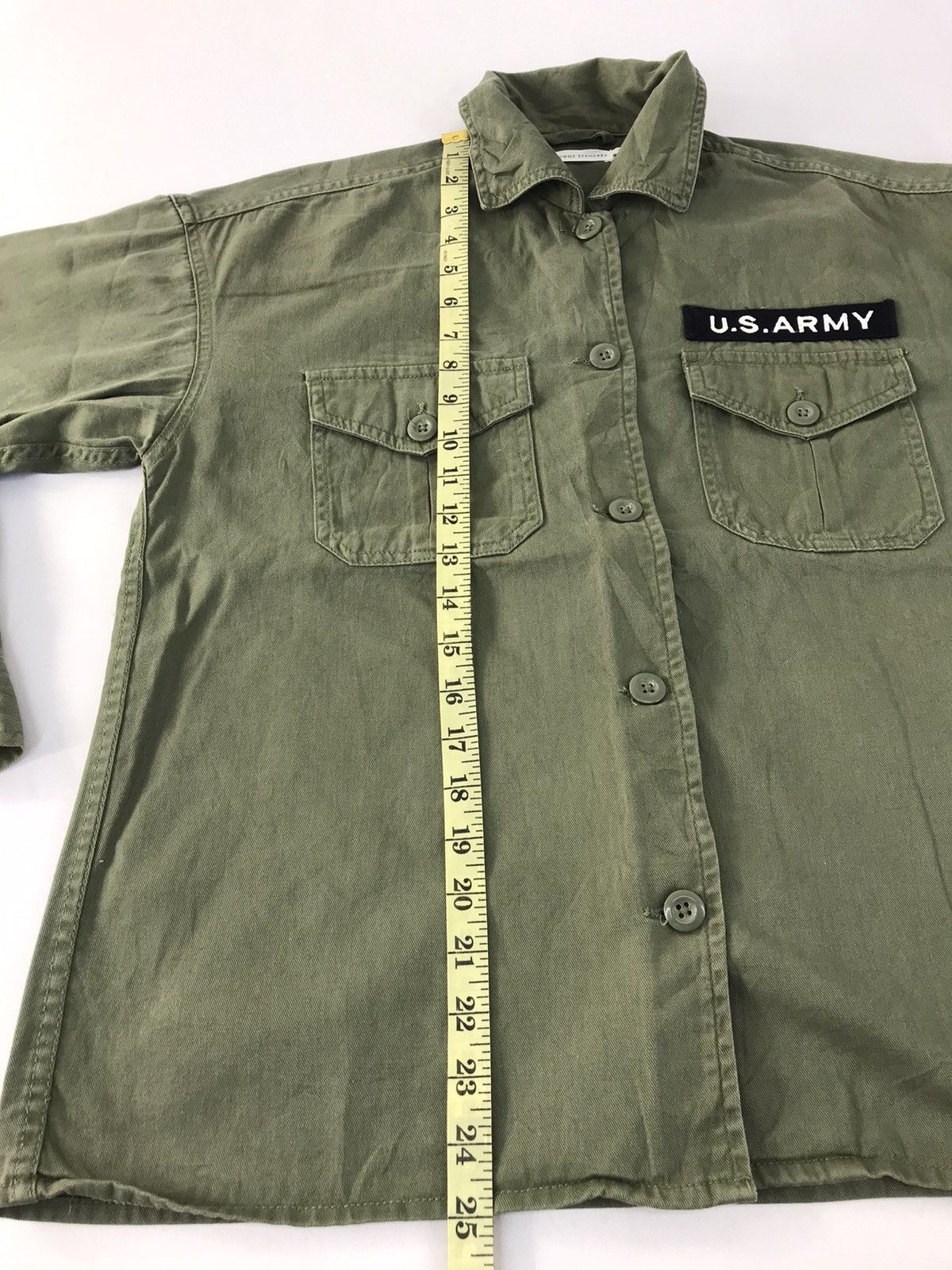 Vintage US Army Olive Green Khakis Button Up Shirt Sergeant Size US S / EU 44-46 / 1 - 12 Thumbnail