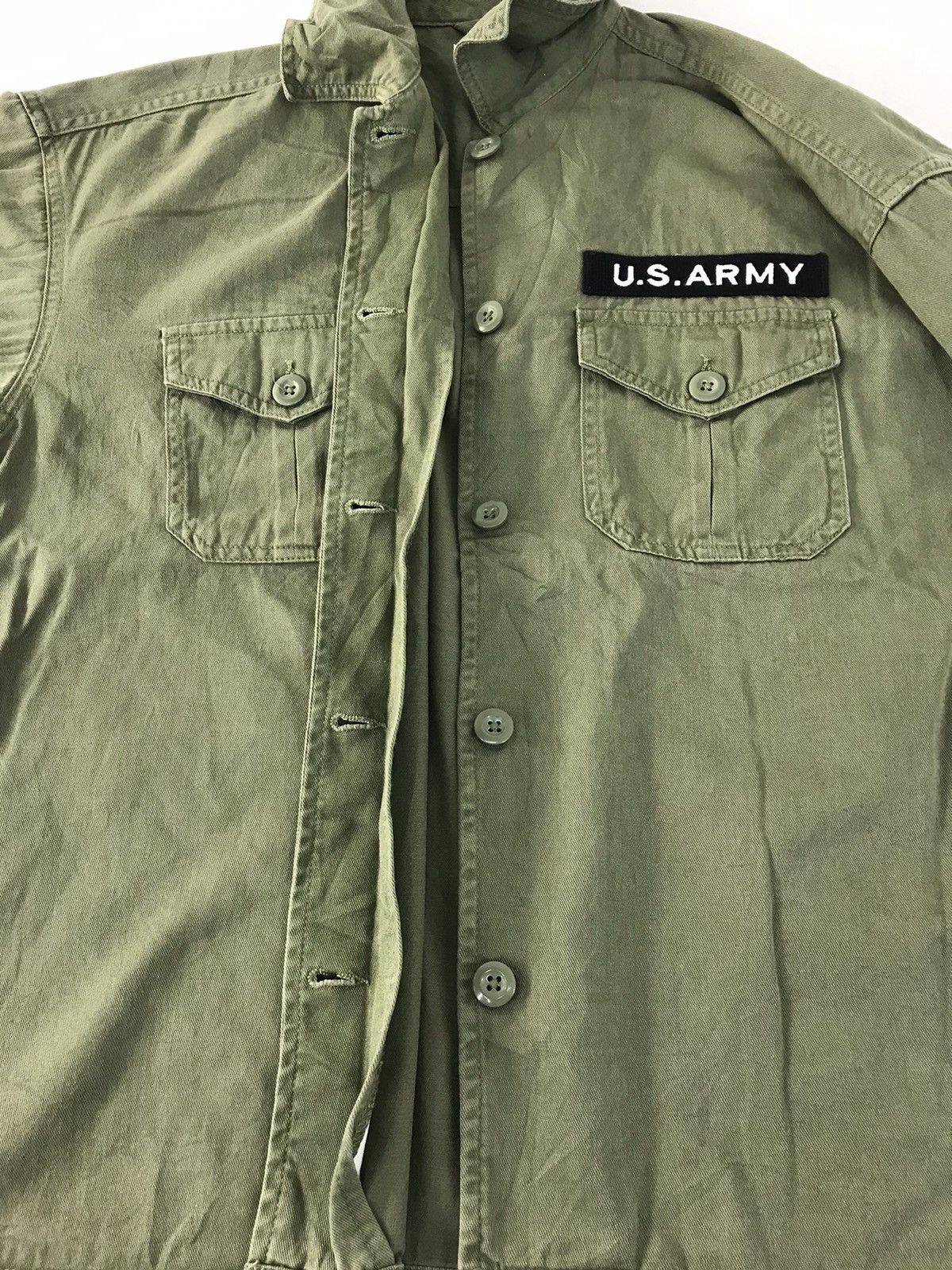 Vintage US Army Olive Green Khakis Button Up Shirt Sergeant Size US S / EU 44-46 / 1 - 6 Thumbnail