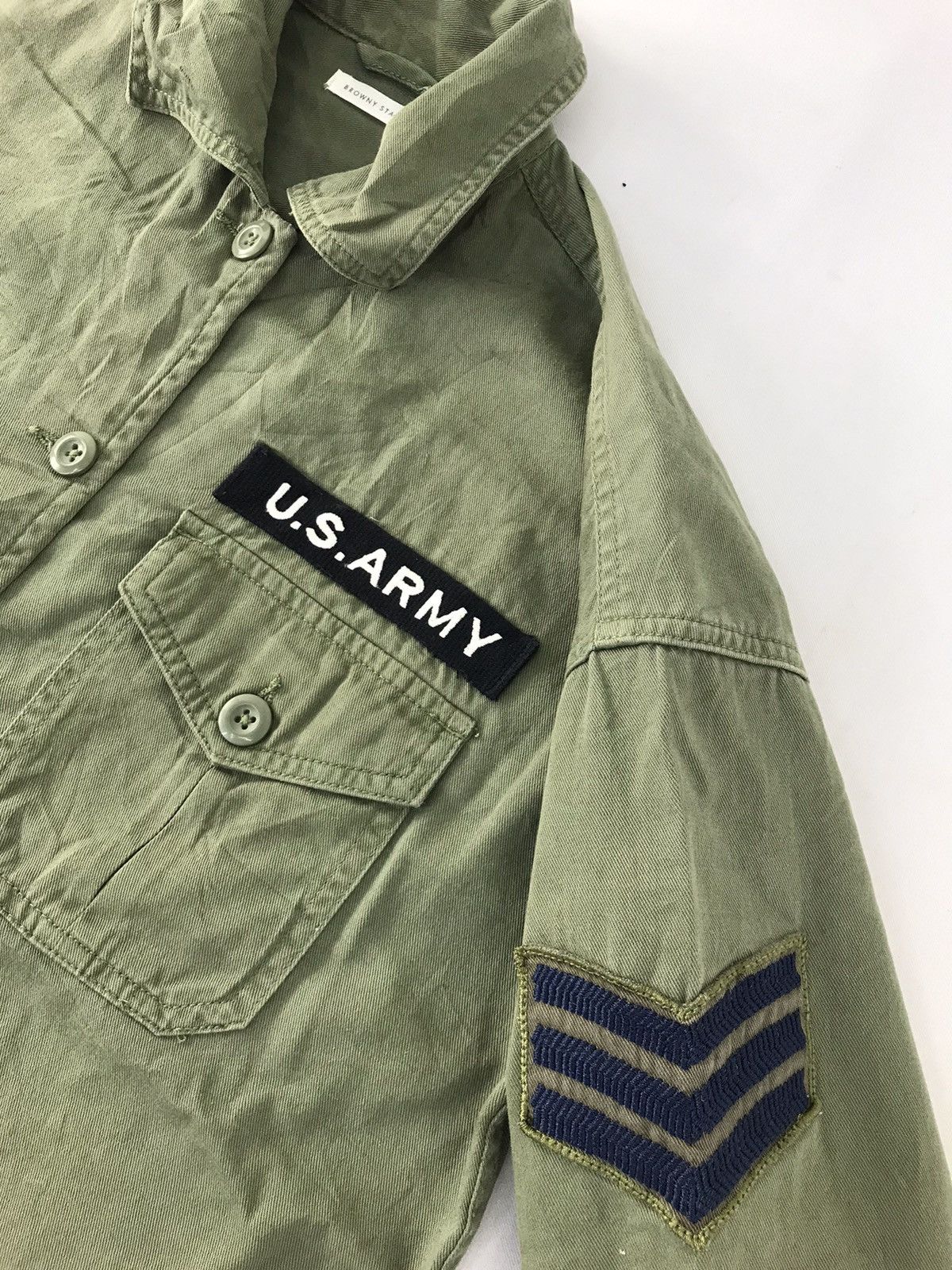Vintage US Army Olive Green Khakis Button Up Shirt Sergeant Size US S / EU 44-46 / 1 - 4 Thumbnail