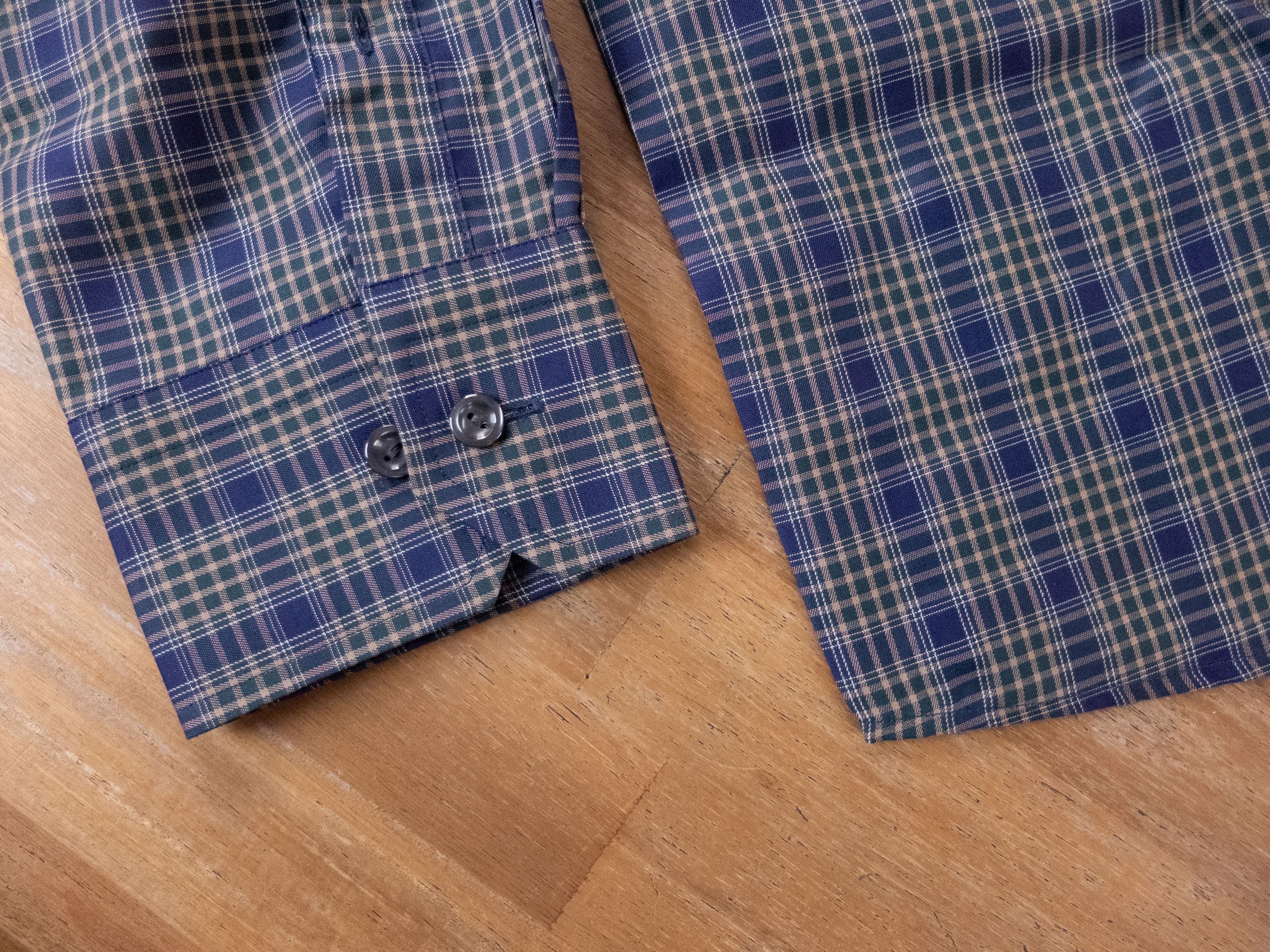 Eton ETON navy blue & green Contemporary fit plaid shirt 41 16 Size US L / EU 52-54 / 3 - 3 Thumbnail