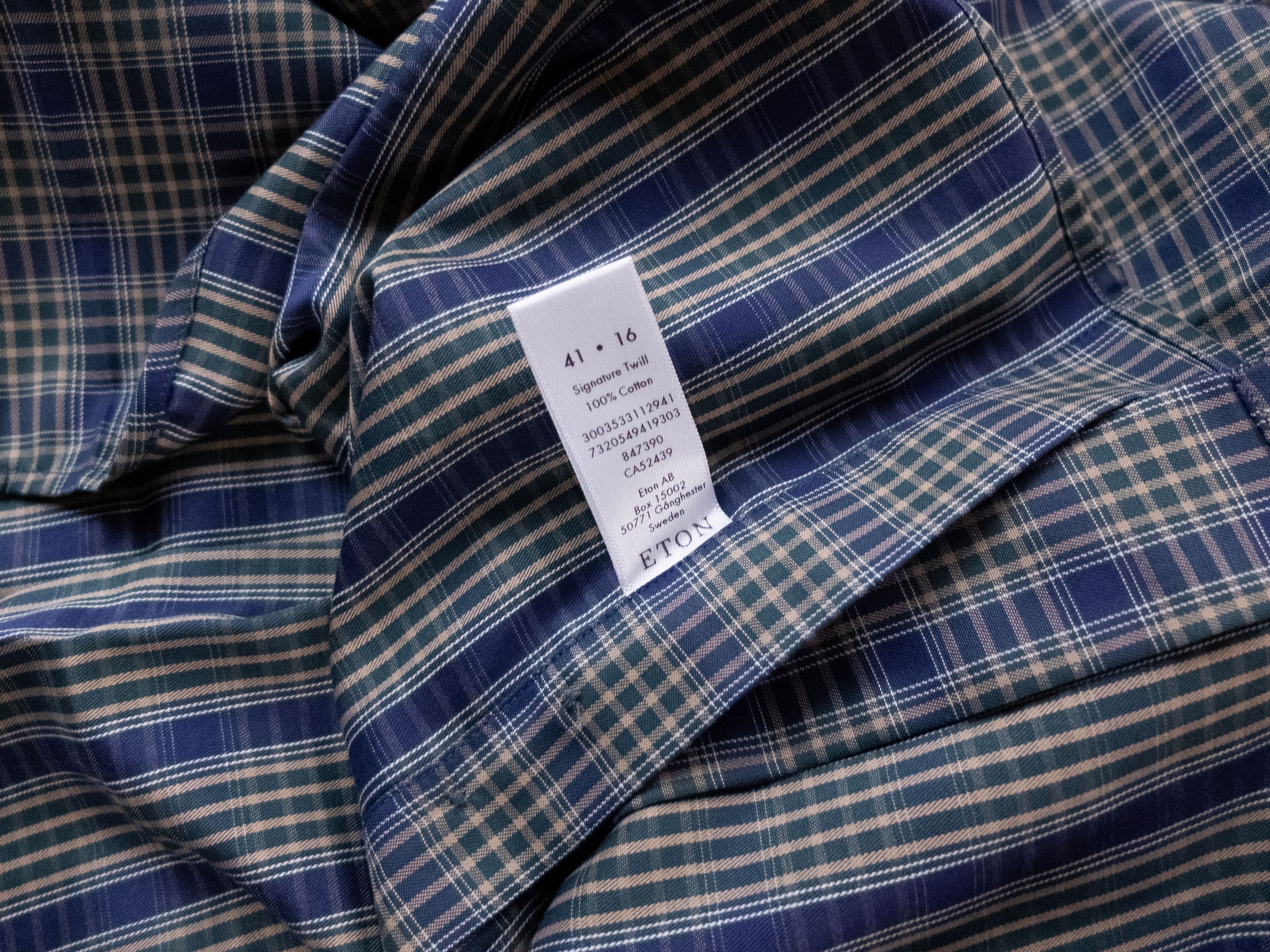 Eton ETON navy blue & green Contemporary fit plaid shirt 41 16 Size US L / EU 52-54 / 3 - 4 Thumbnail