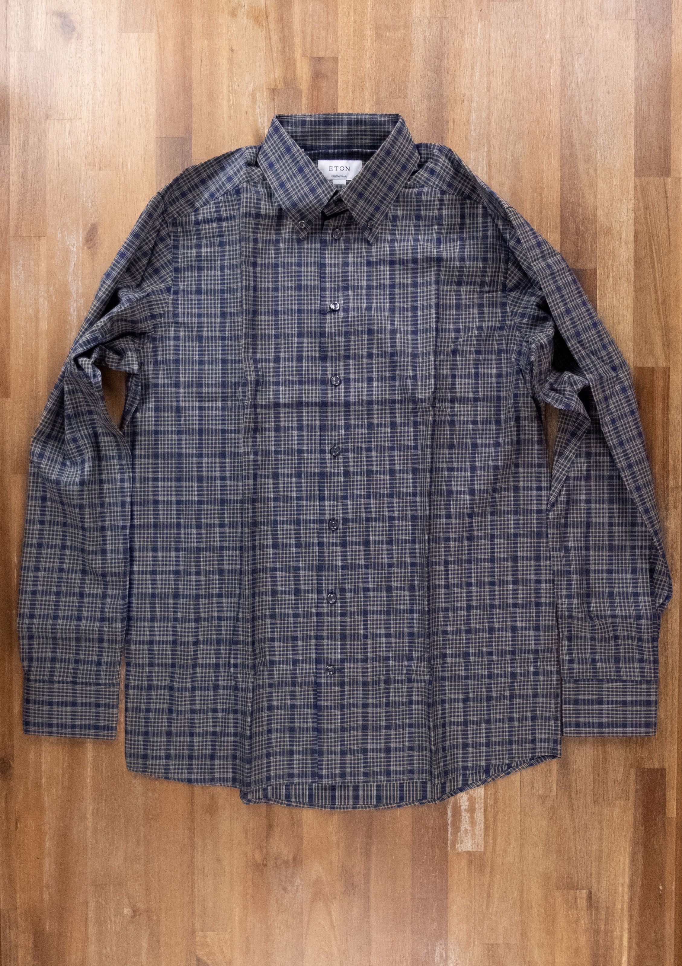 Eton ETON navy blue & green Contemporary fit plaid shirt 41 16 Size US L / EU 52-54 / 3 - 1 Thumbnail