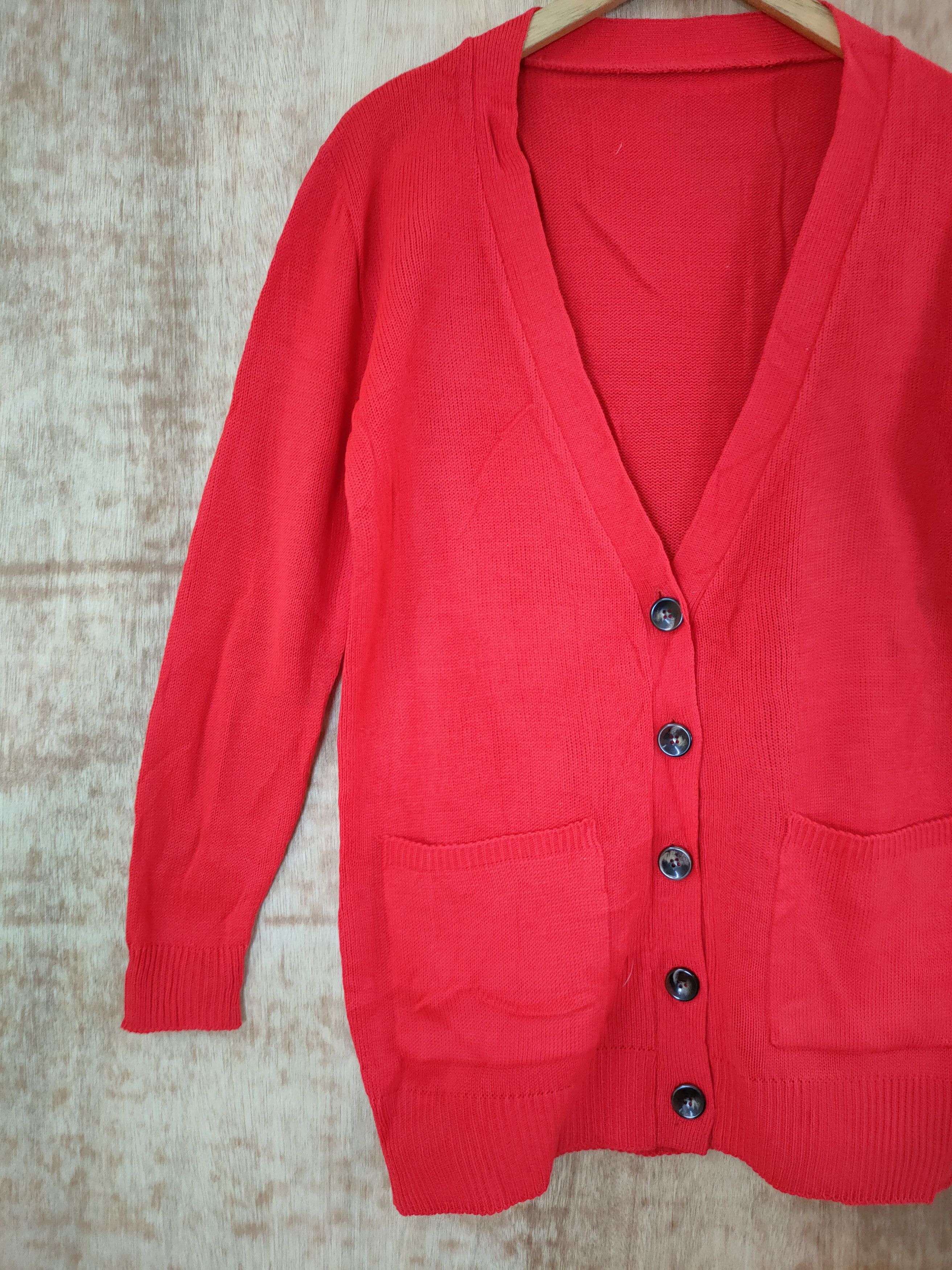 Homespun Knitwear Japan red cardigan vintage streetwear #46-659 Size US L / EU 52-54 / 3 - 2 Thumbnail