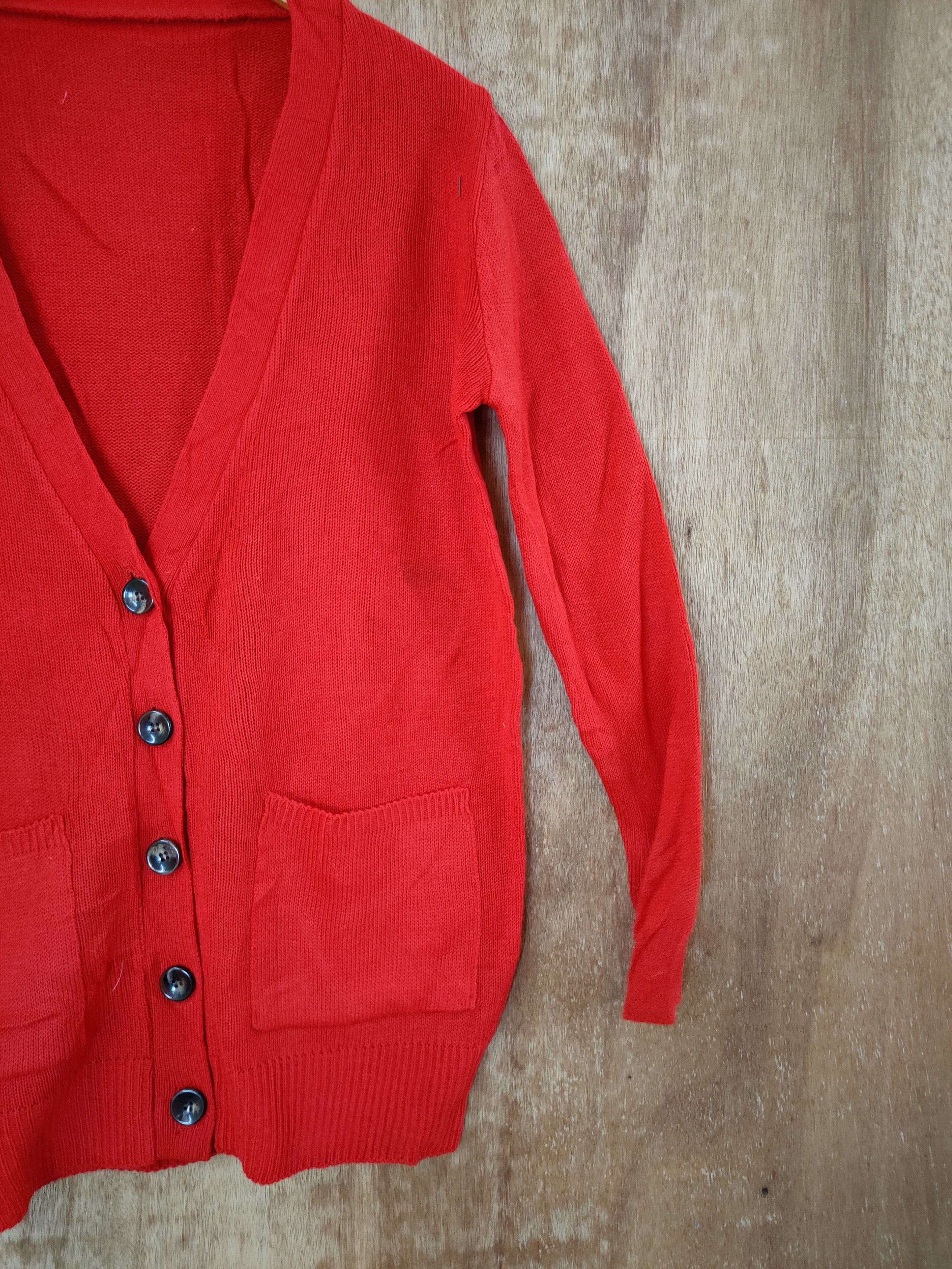 Homespun Knitwear Japan red cardigan vintage streetwear #46-659 Size US L / EU 52-54 / 3 - 3 Thumbnail