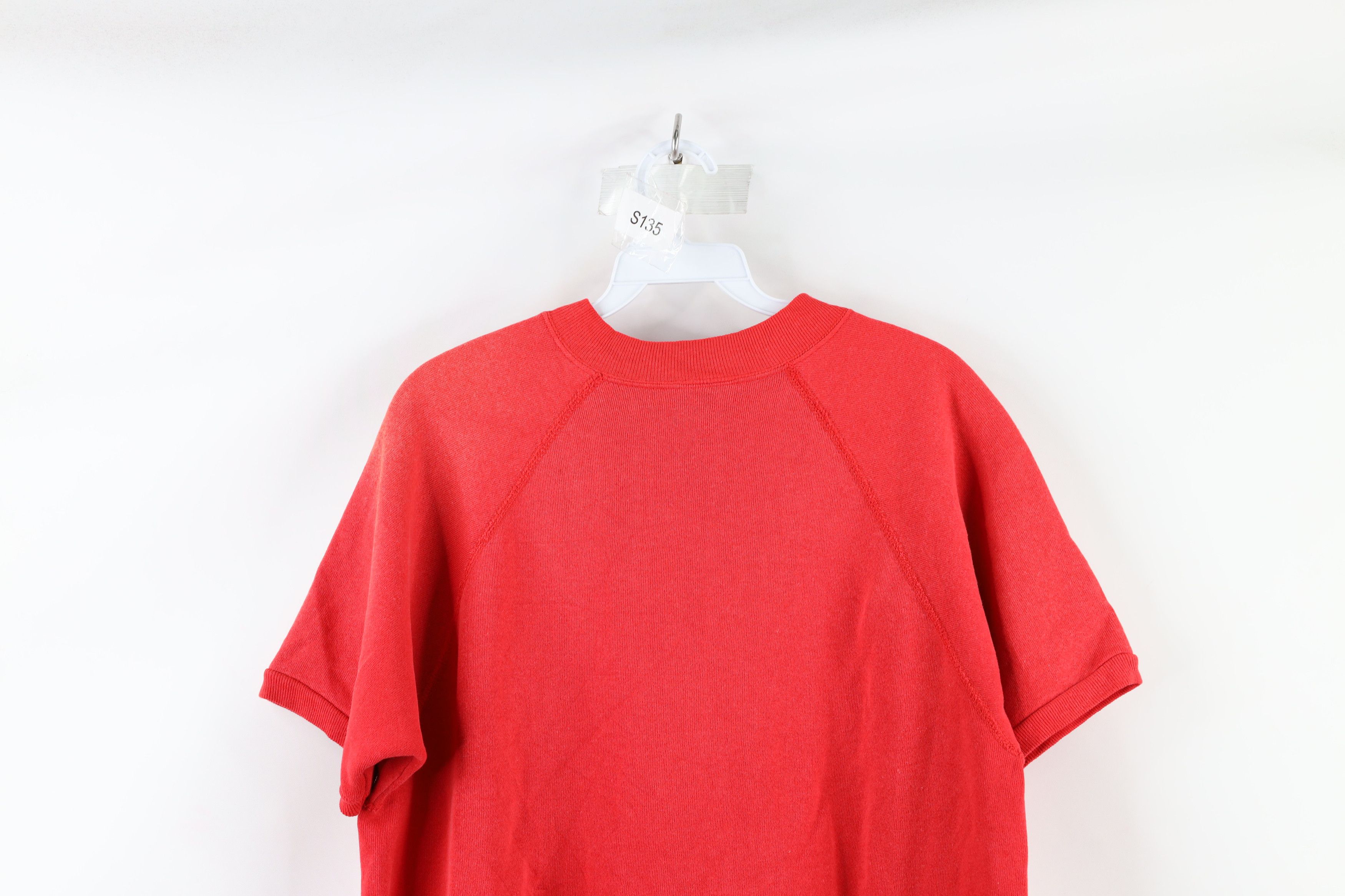 Vintage Vintage 70s Streetwear Blank Short Sleeve Sweatshirt Red USA Size US L / EU 52-54 / 3 - 8 Thumbnail