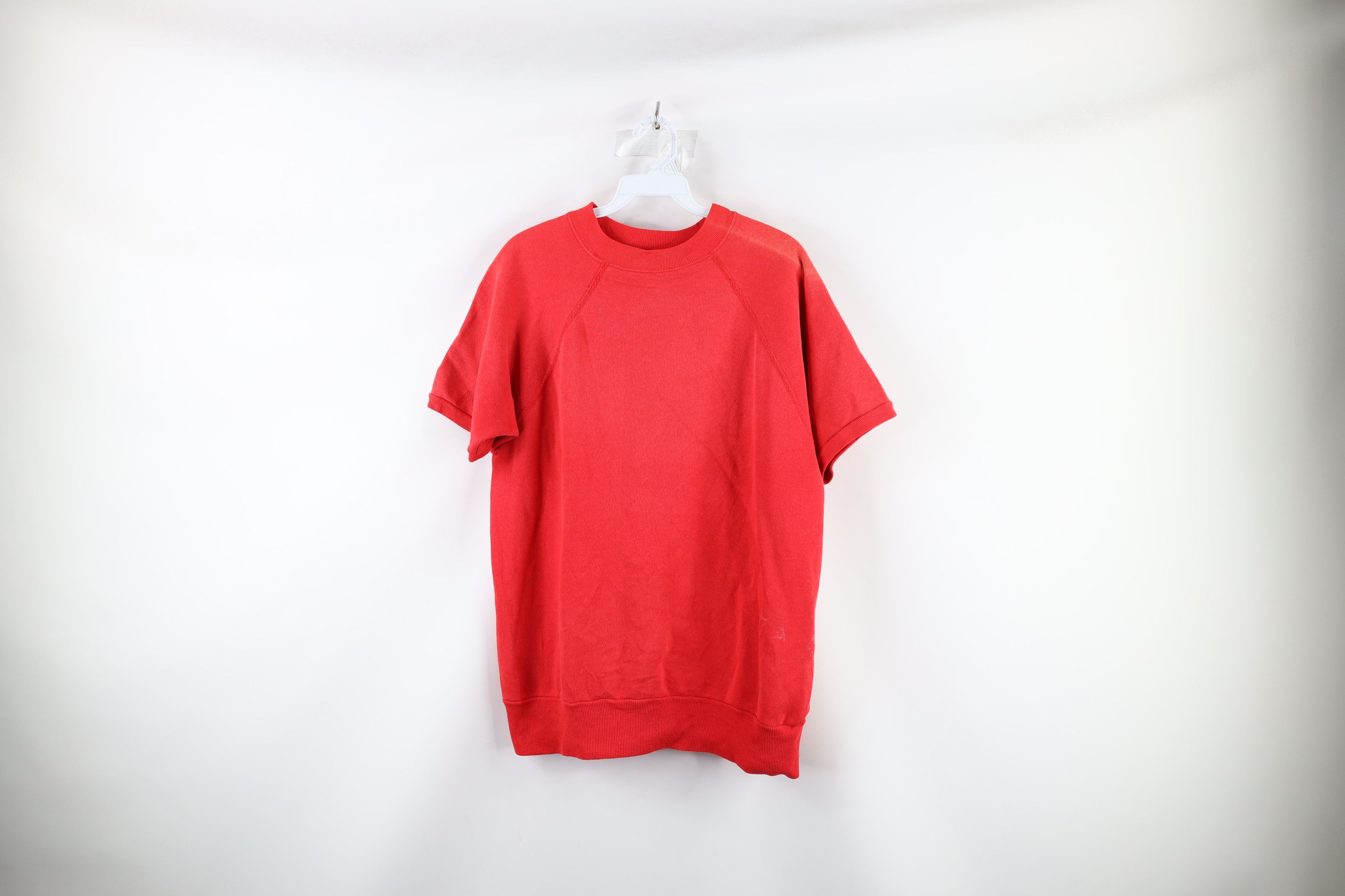 Vintage Vintage 70s Streetwear Blank Short Sleeve Sweatshirt Red USA Size US L / EU 52-54 / 3 - 1 Thumbnail