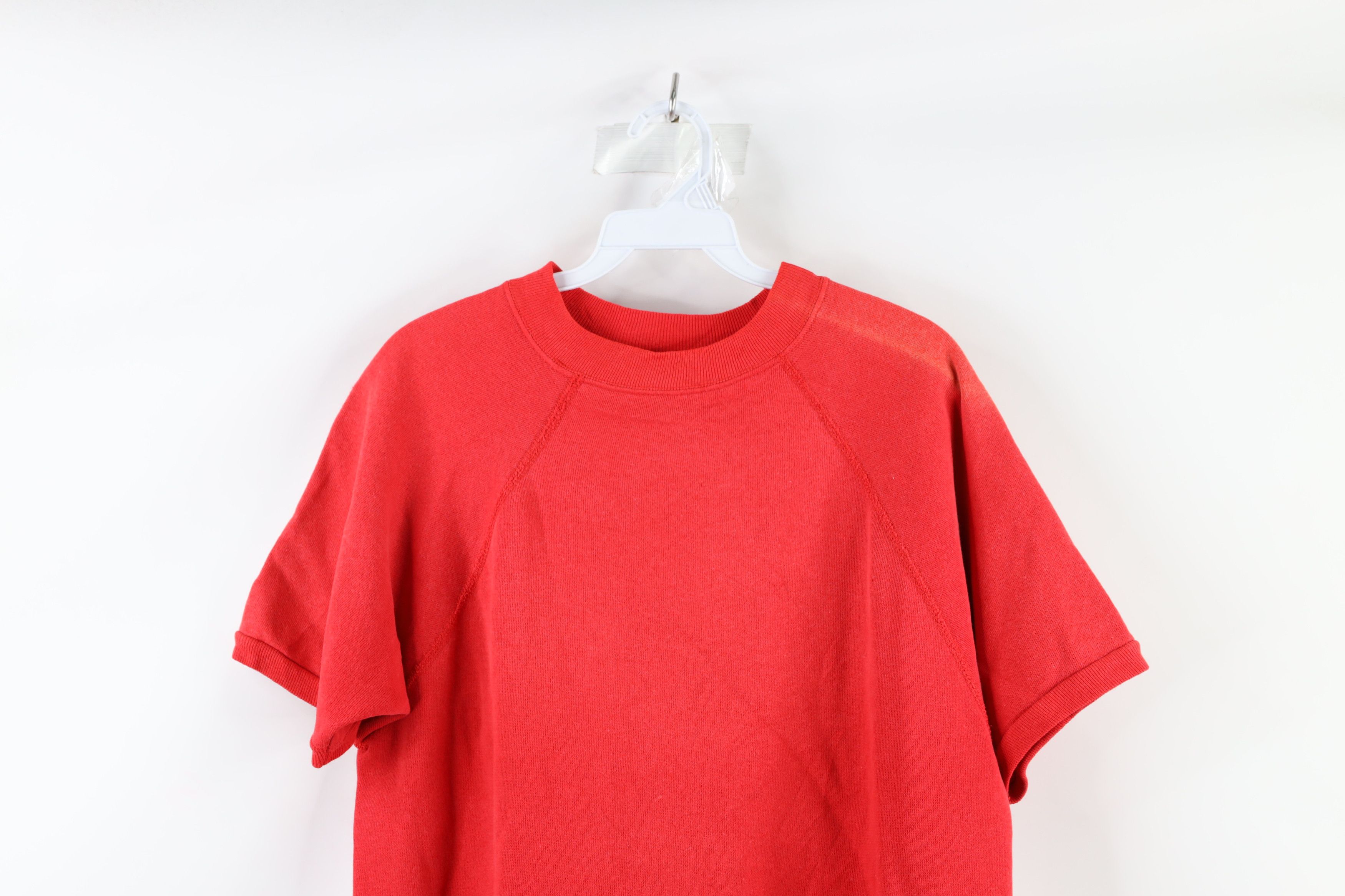 Vintage Vintage 70s Streetwear Blank Short Sleeve Sweatshirt Red USA Size US L / EU 52-54 / 3 - 2 Thumbnail