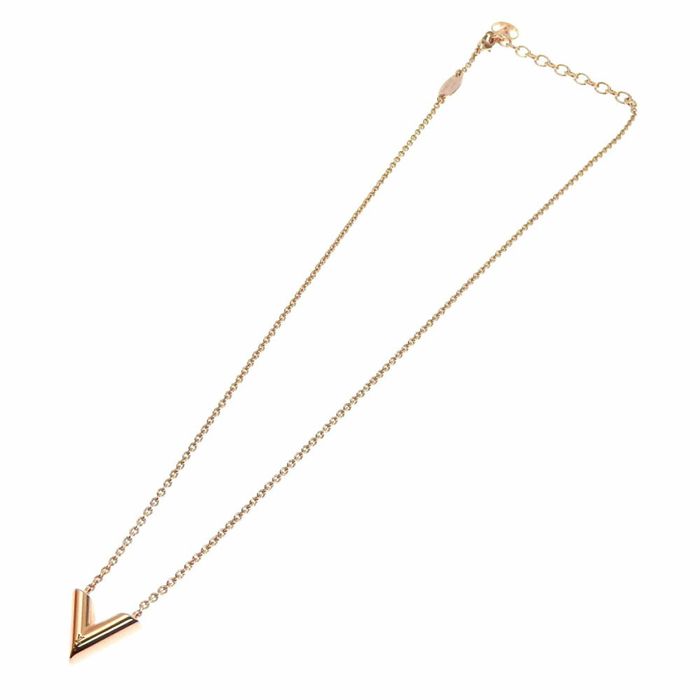 LOUIS VUITTON Louis Vuitton Collier Essential V Necklace M80137 Metal Pink  Gold