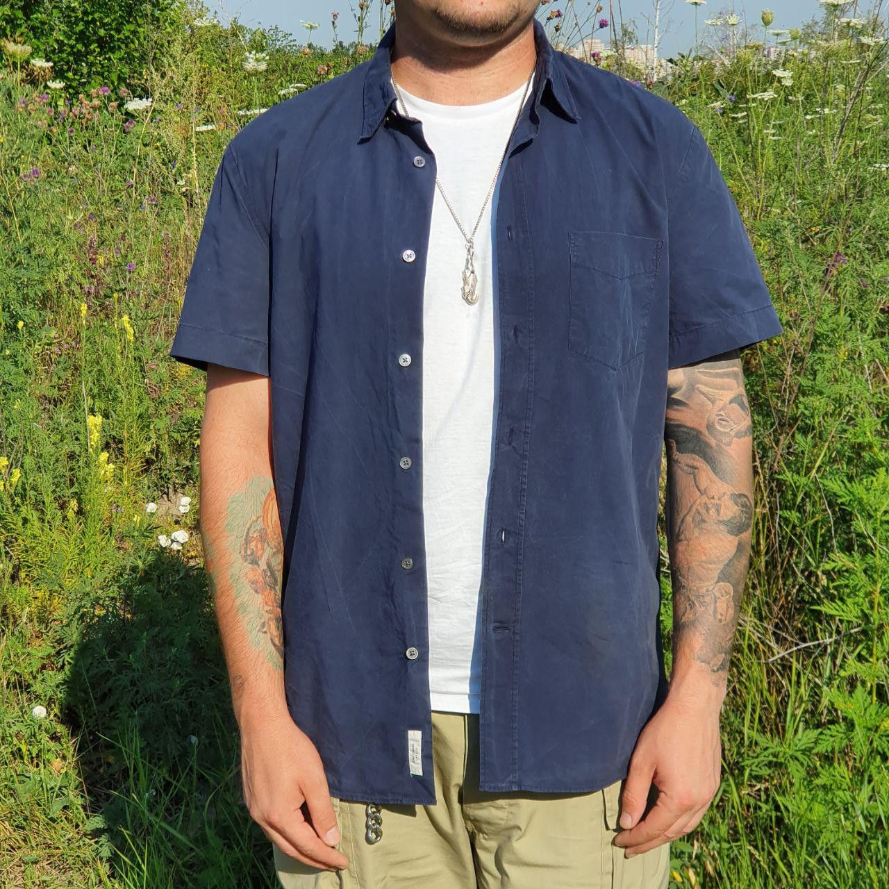 Acne Studios Acne Studios Navy Fade Classic Shirt Size US M / EU 48-50 / 2 - 2 Thumbnail