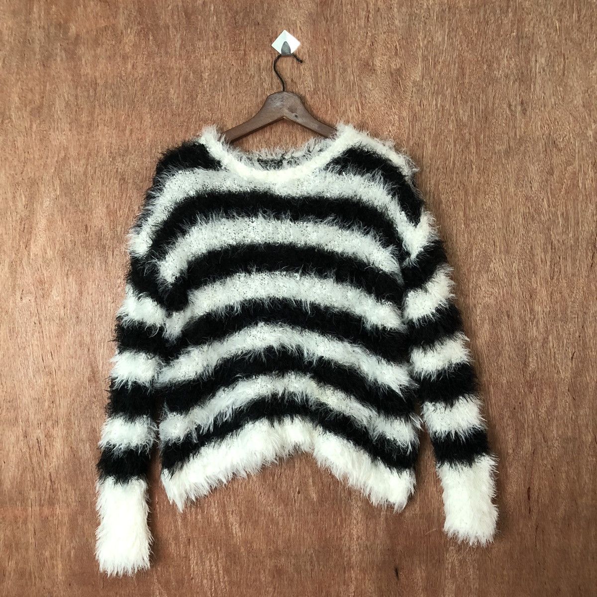 image of Homespun Knitwear x Over The Stripes Dl Japan Stripe Shaggy Fur Mohair Knitwear Buang Tag 6478 in B
