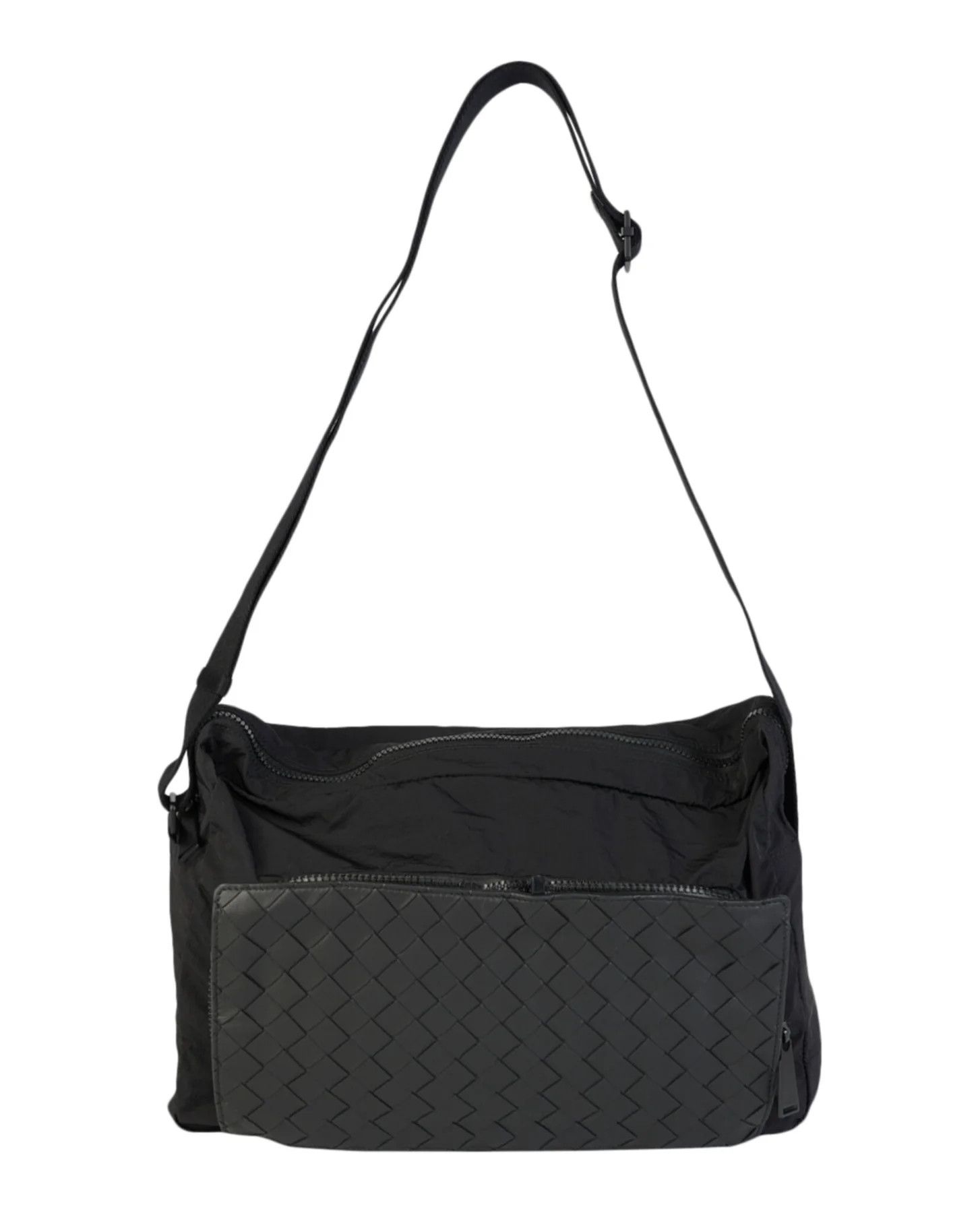 Bottega Veneta BOTTEGA VENETA black foldable leather nylon messenger bag Size ONE SIZE - 2 Thumbnail