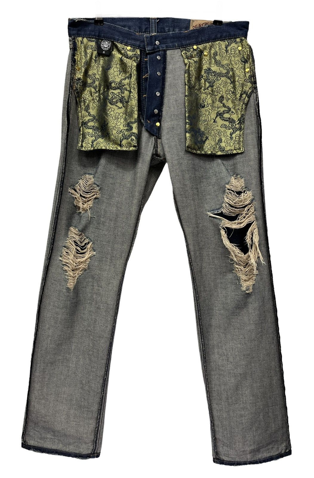 ANDSUNS 🔥DOPE🔥 ANDSUNS Peace Tokyo-Brooklyn Thrashed Denim Jeans Size US 32 / EU 48 - 22 Thumbnail