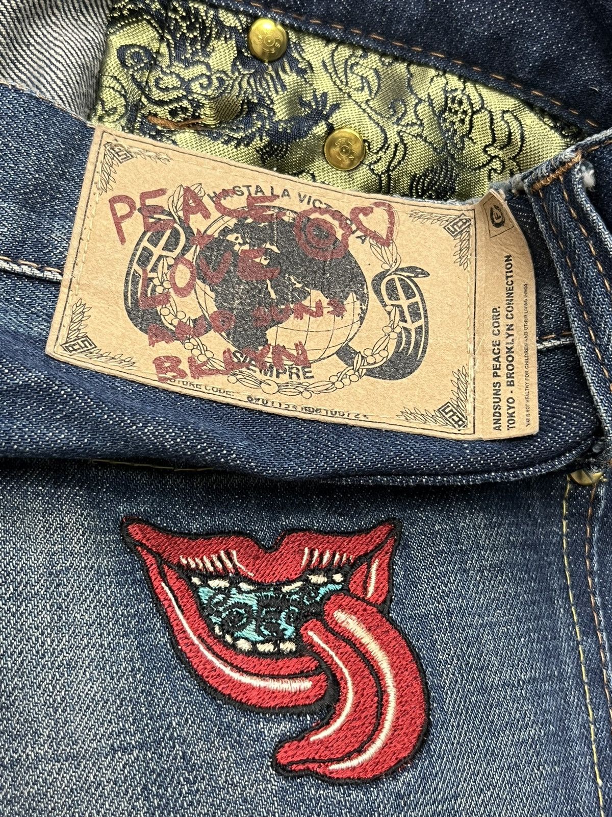 ANDSUNS 🔥DOPE🔥 ANDSUNS Peace Tokyo-Brooklyn Thrashed Denim Jeans Size US 32 / EU 48 - 4 Thumbnail
