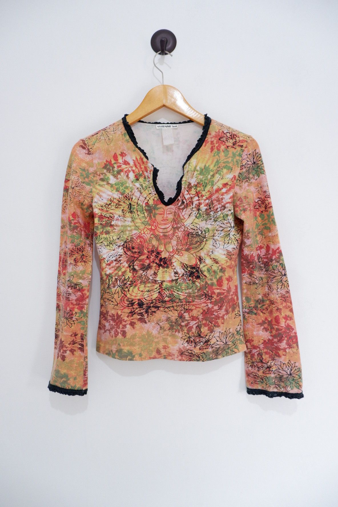 Vivienne Tam 1990s Vintage Rare Vivenne Tam Budha Printed Long Sleeve Size S / US 4 / IT 40 - 2 Thumbnail