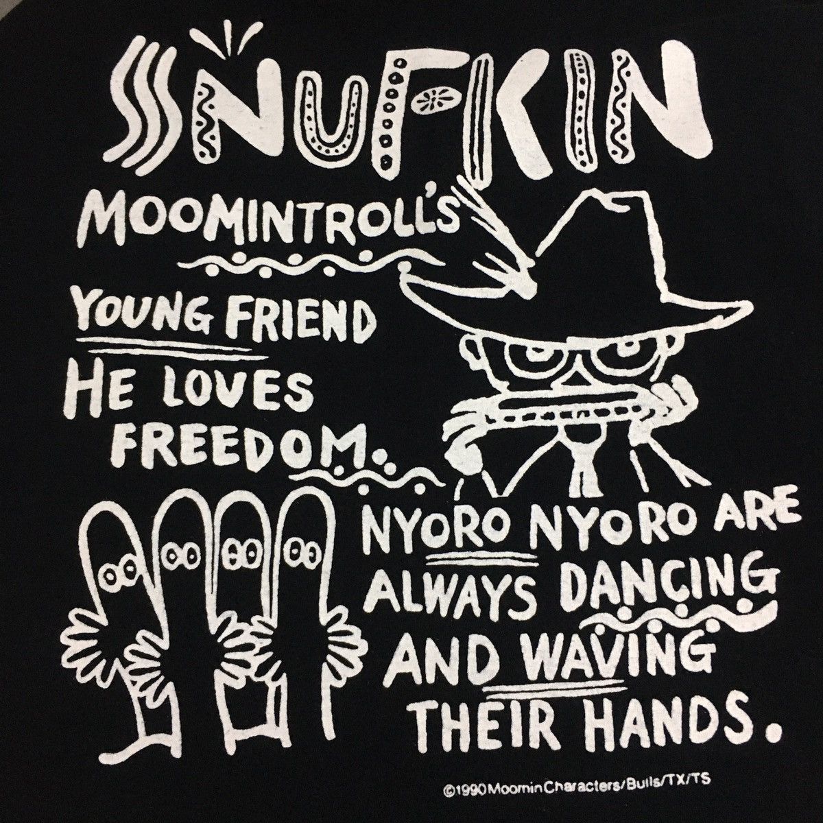 Cartoon Network Rare Vintage 1990 Snufkin Moomintrolls Big Printed Tshirt Size US M / EU 48-50 / 2 - 4 Thumbnail