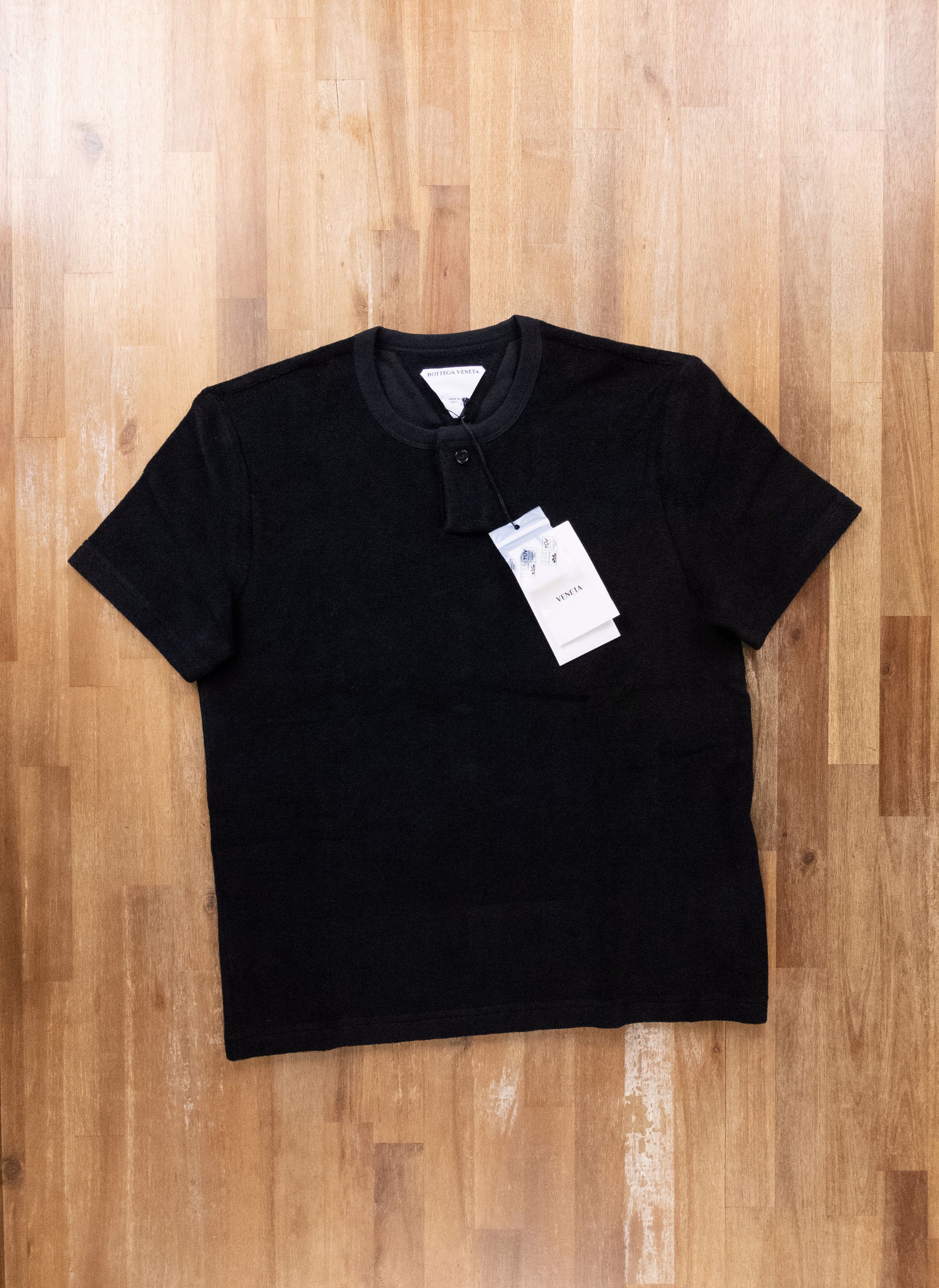 BOTTEGA VENETA black towelling terrycloth t-shirt Medium NWT