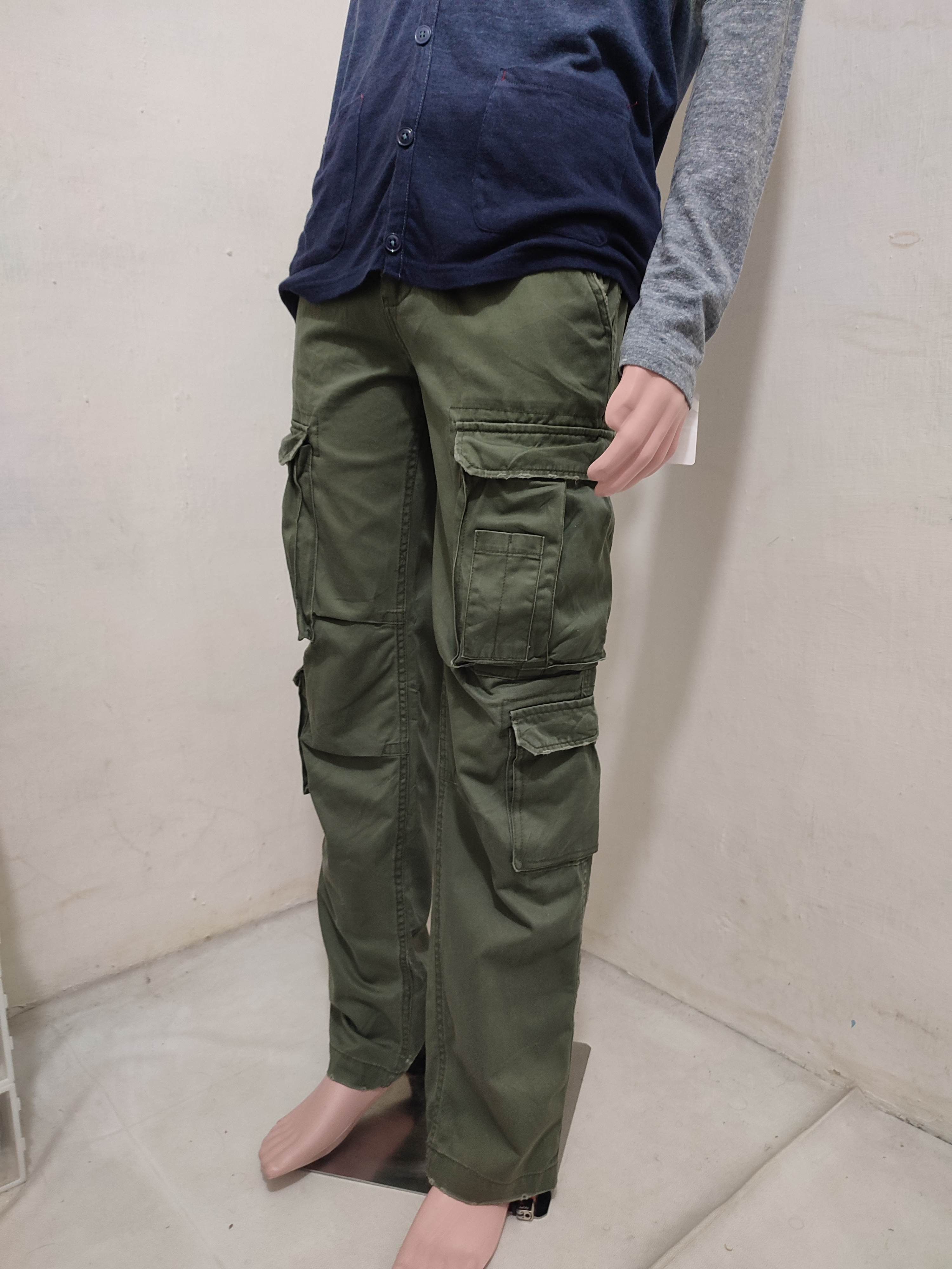 Japanese Brand 🔥Real Crush Japan Olive Multipocket Cargo Tactical Pants Size US 31 - 3 Thumbnail