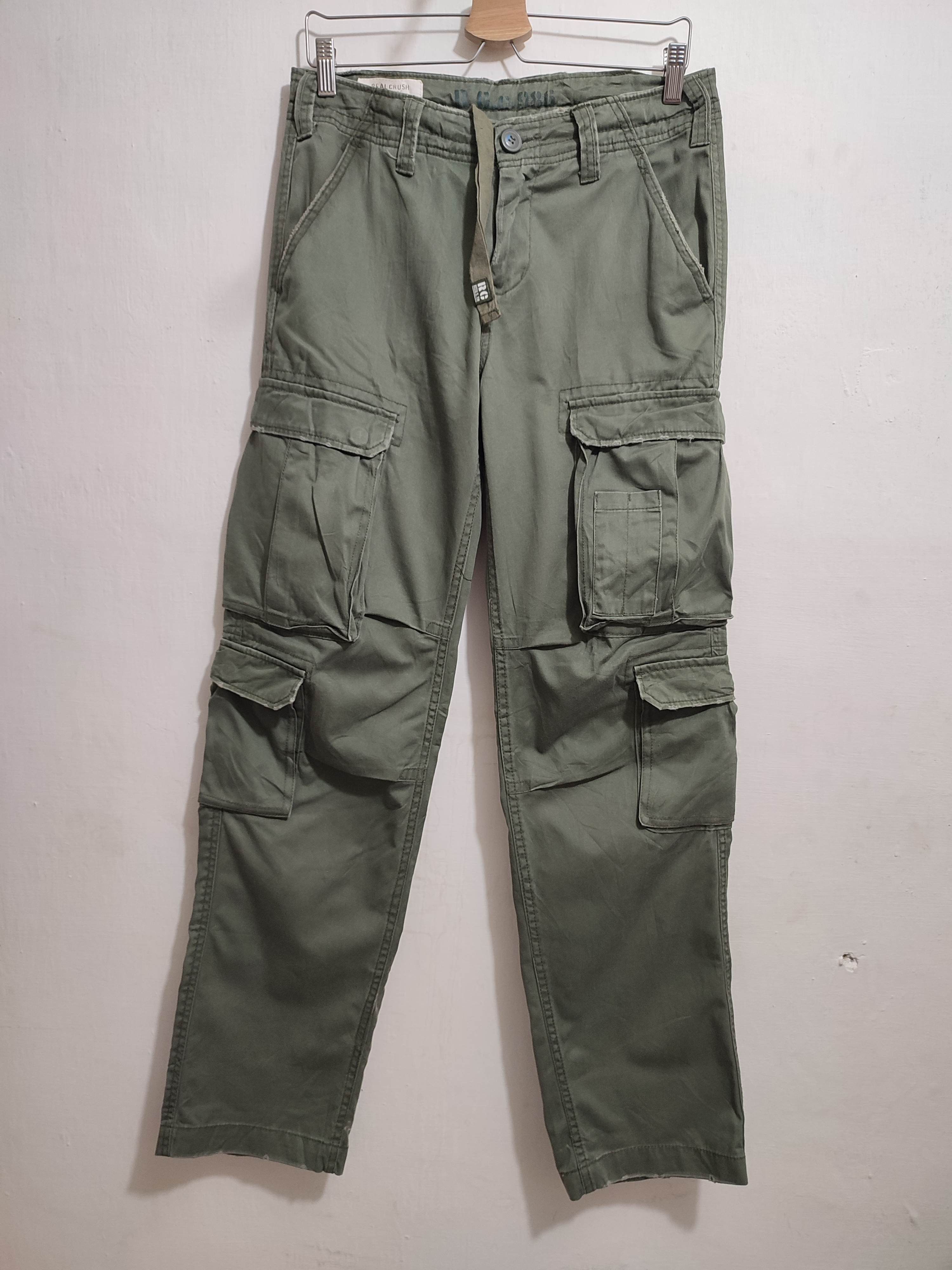 Japanese Brand 🔥Real Crush Japan Olive Multipocket Cargo Tactical Pants Size US 31 - 4 Thumbnail