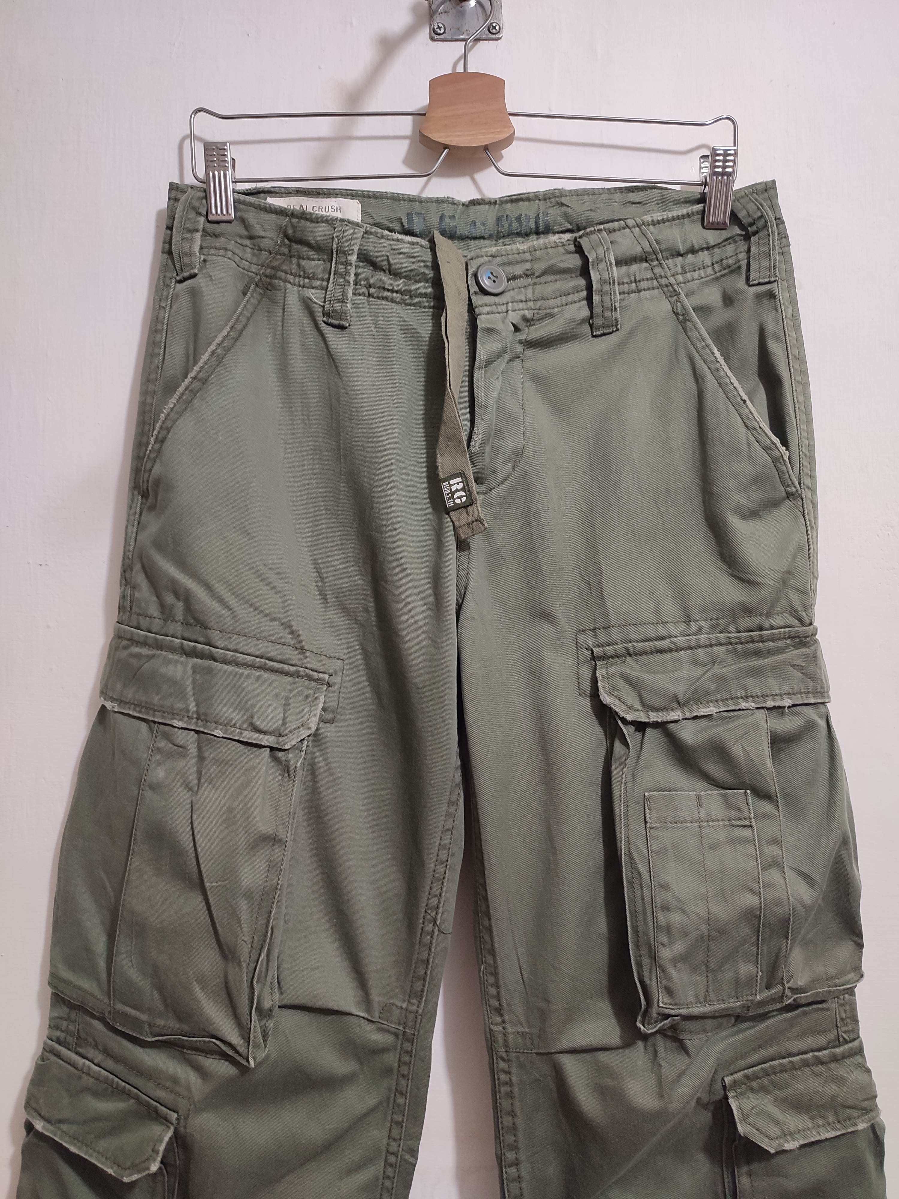 Japanese Brand 🔥Real Crush Japan Olive Multipocket Cargo Tactical Pants Size US 31 - 5 Thumbnail