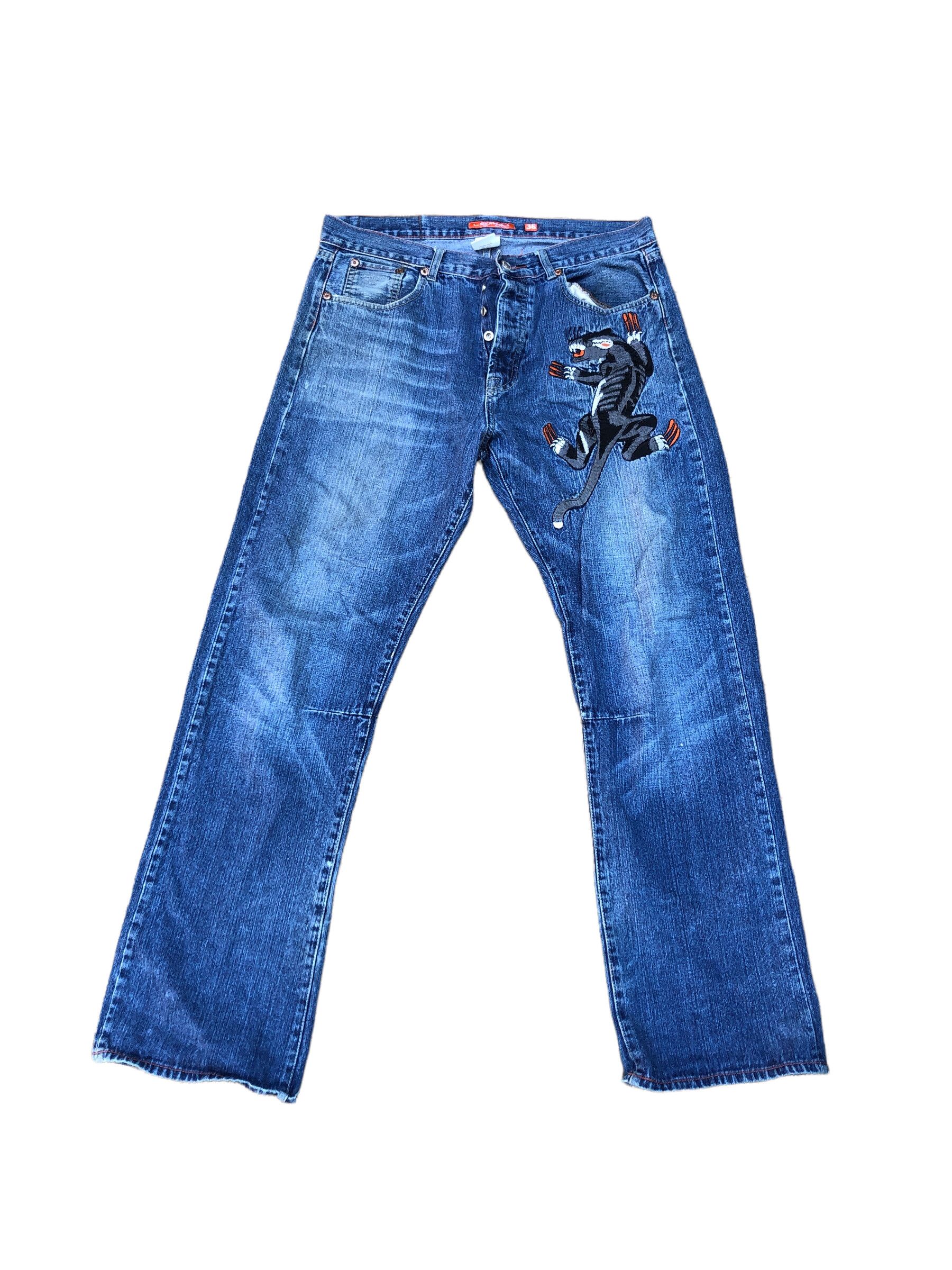 Christian Audigier × Ed Hardy RARE Ed Hardy Embroidered Jeans Size 36 'Claw Panther' Size US 36 / EU 52 - 7 Thumbnail