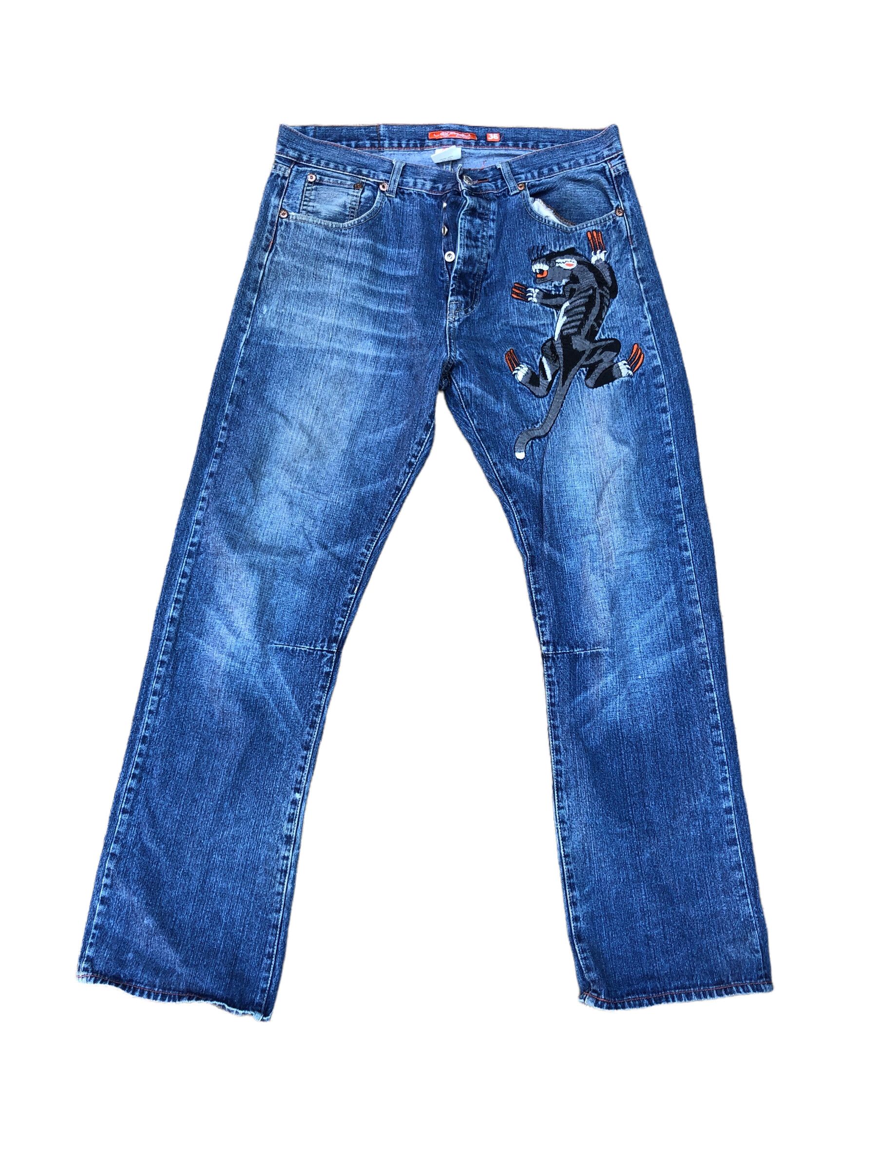 Christian Audigier × Ed Hardy RARE Ed Hardy Embroidered Jeans Size 36 'Claw Panther' Size US 36 / EU 52 - 3 Thumbnail