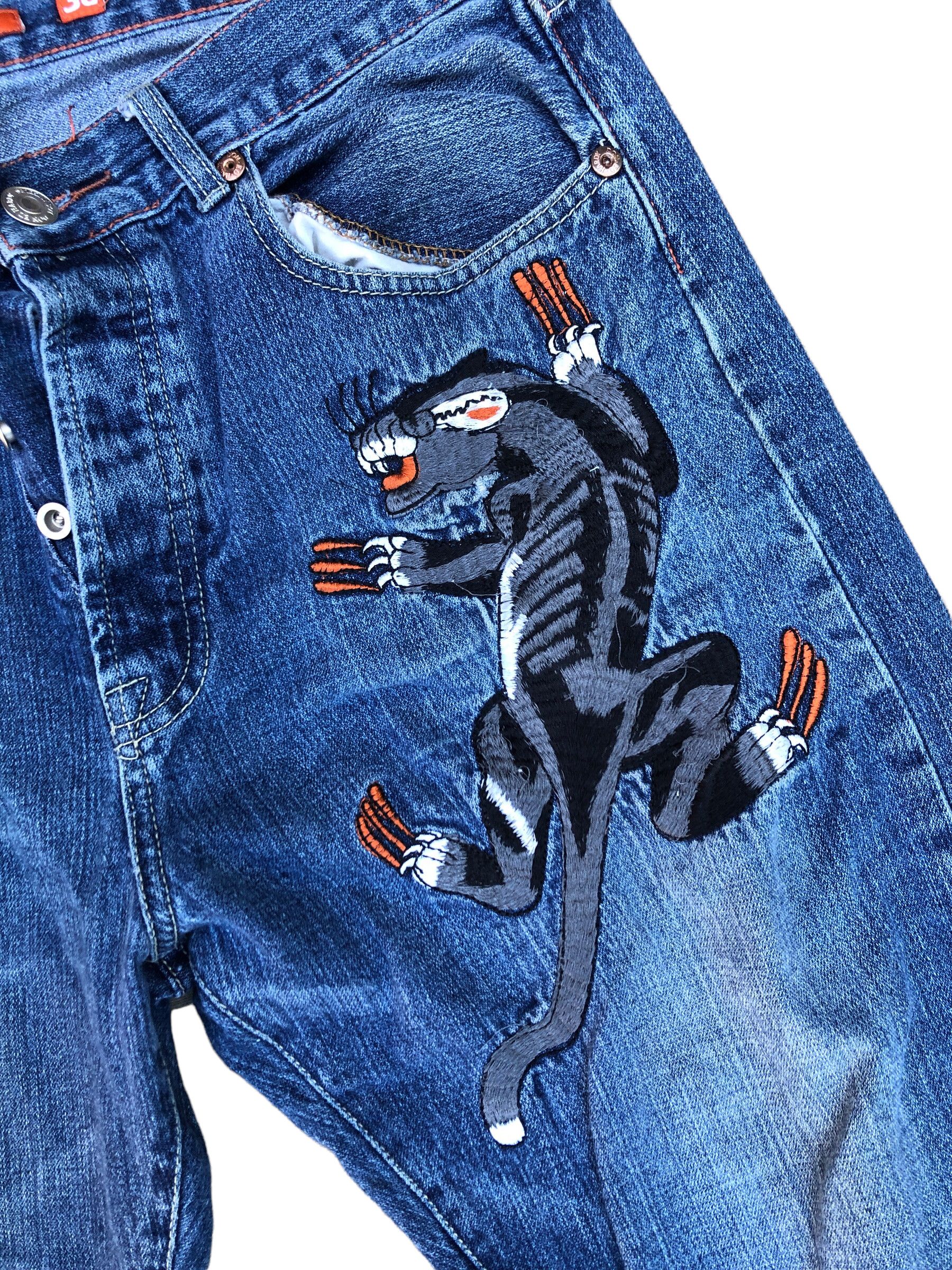 Christian Audigier × Ed Hardy RARE Ed Hardy Embroidered Jeans Size 36 'Claw Panther' Size US 36 / EU 52 - 2 Thumbnail