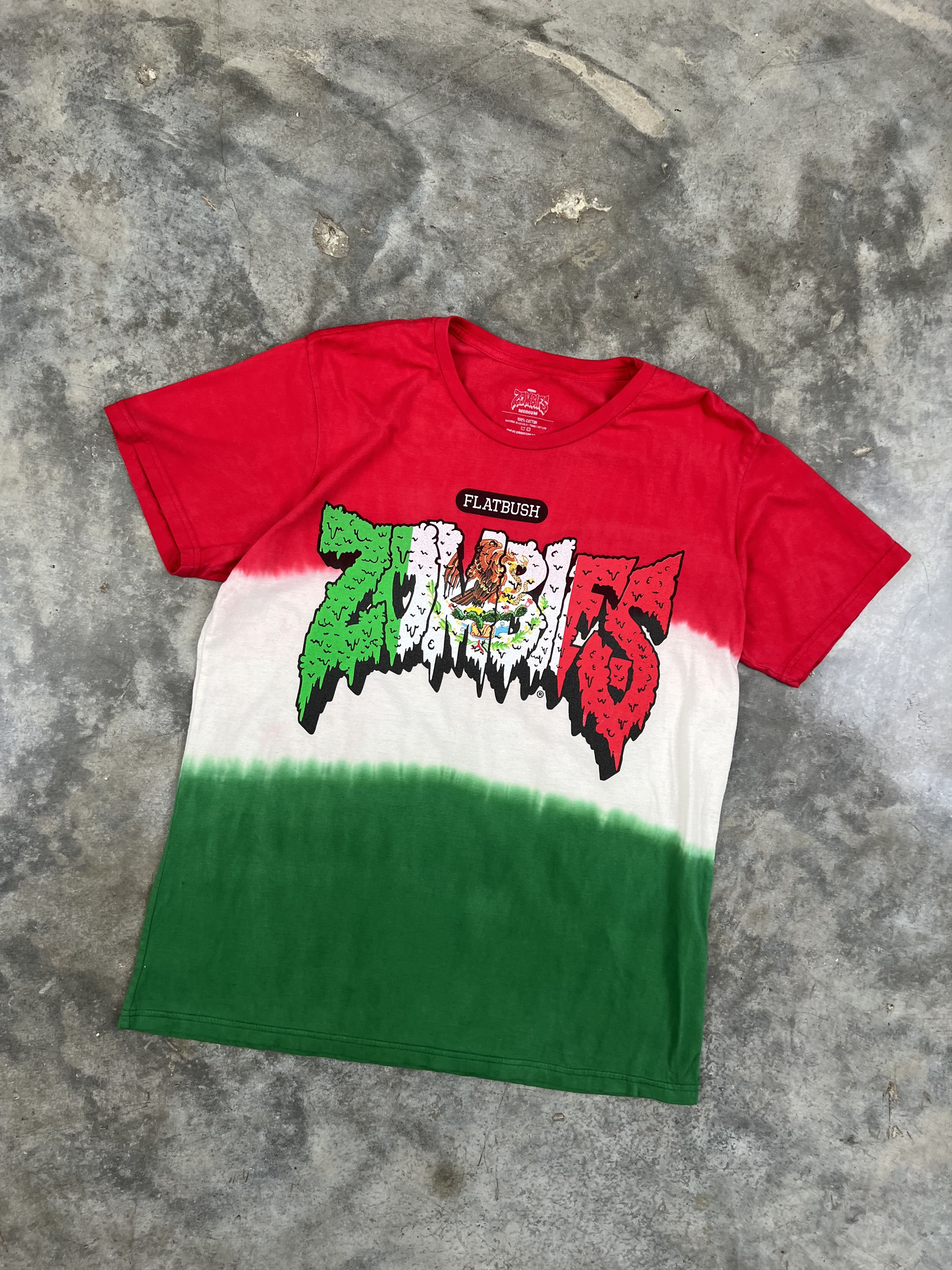 image of Flatbush Zombies Mexico Flag Tie Dye Tour Tee Medium, Men's