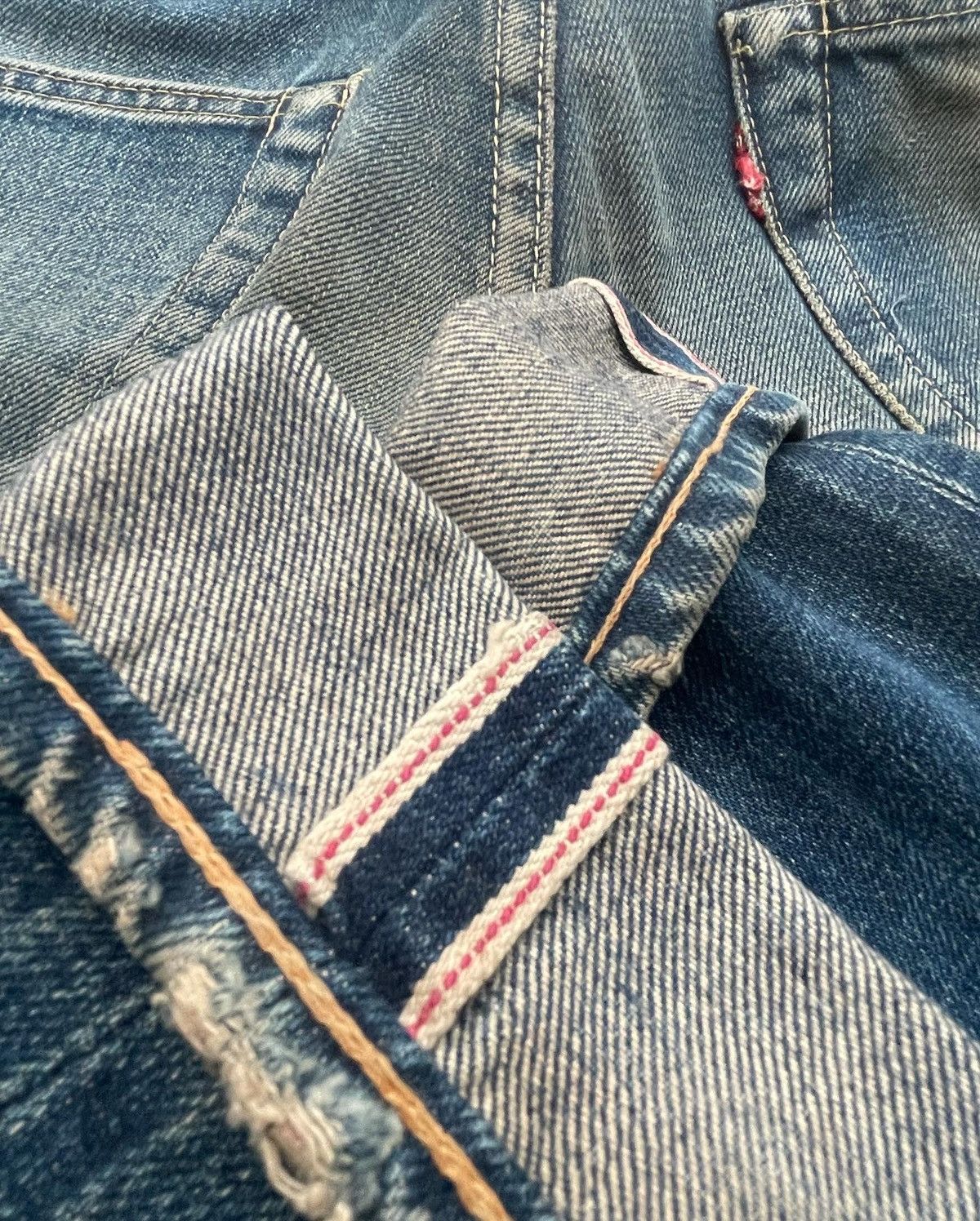 Denime × Vintage Denime Vintage Selvedge Aging & Distressed Denim Size US 33 - 10 Thumbnail