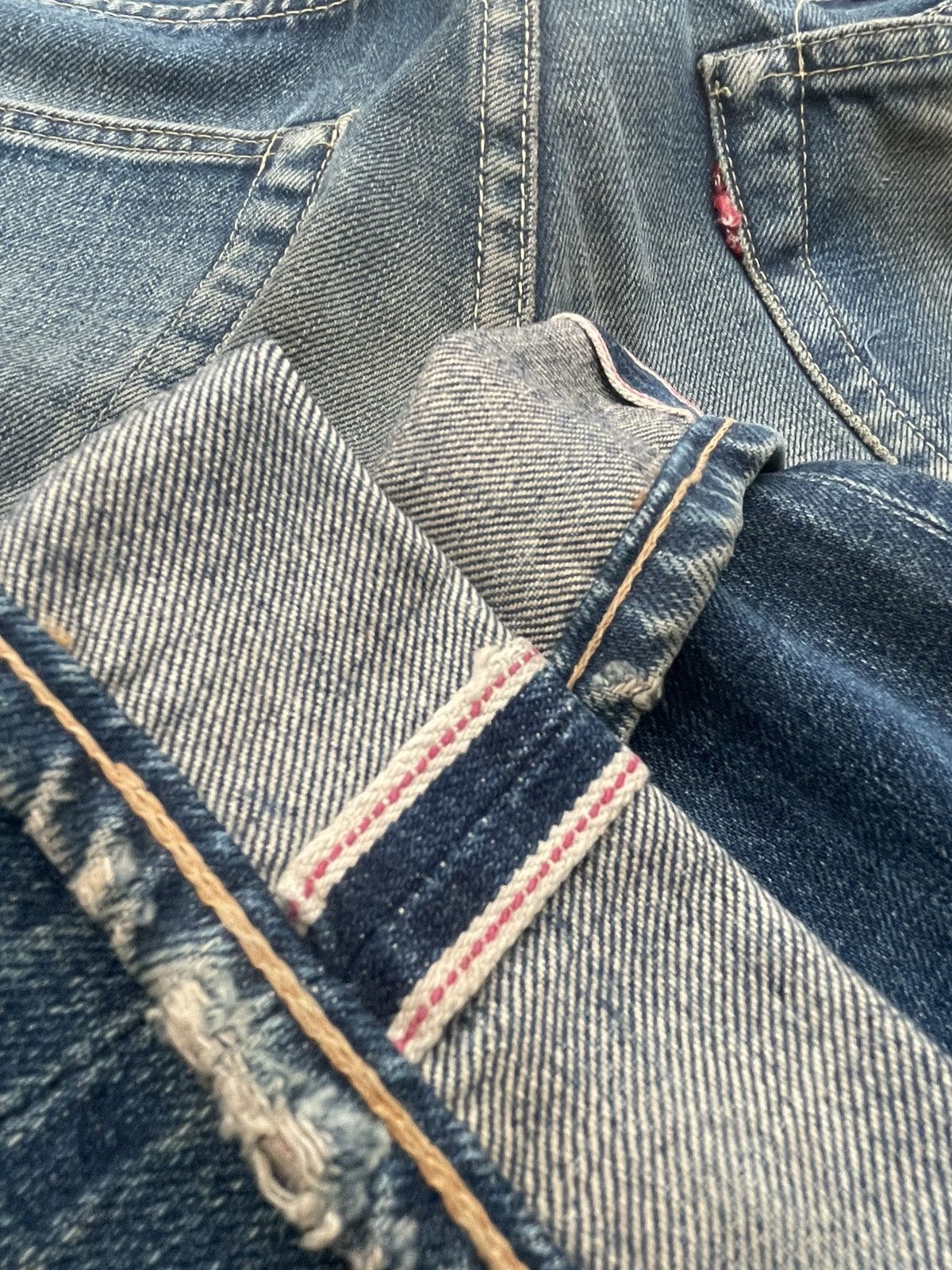 Denime × Vintage Denime Vintage Selvedge Aging & Distressed Denim Size US 33 - 18 Thumbnail