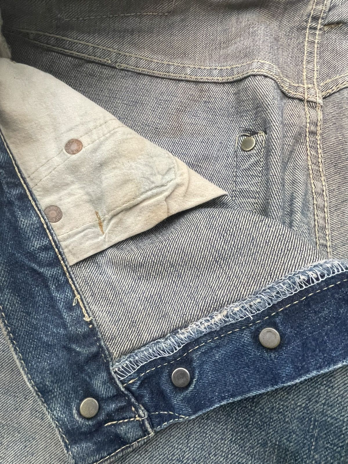 Denime × Vintage Denime Vintage Selvedge Aging & Distressed Denim Size US 33 - 21 Thumbnail