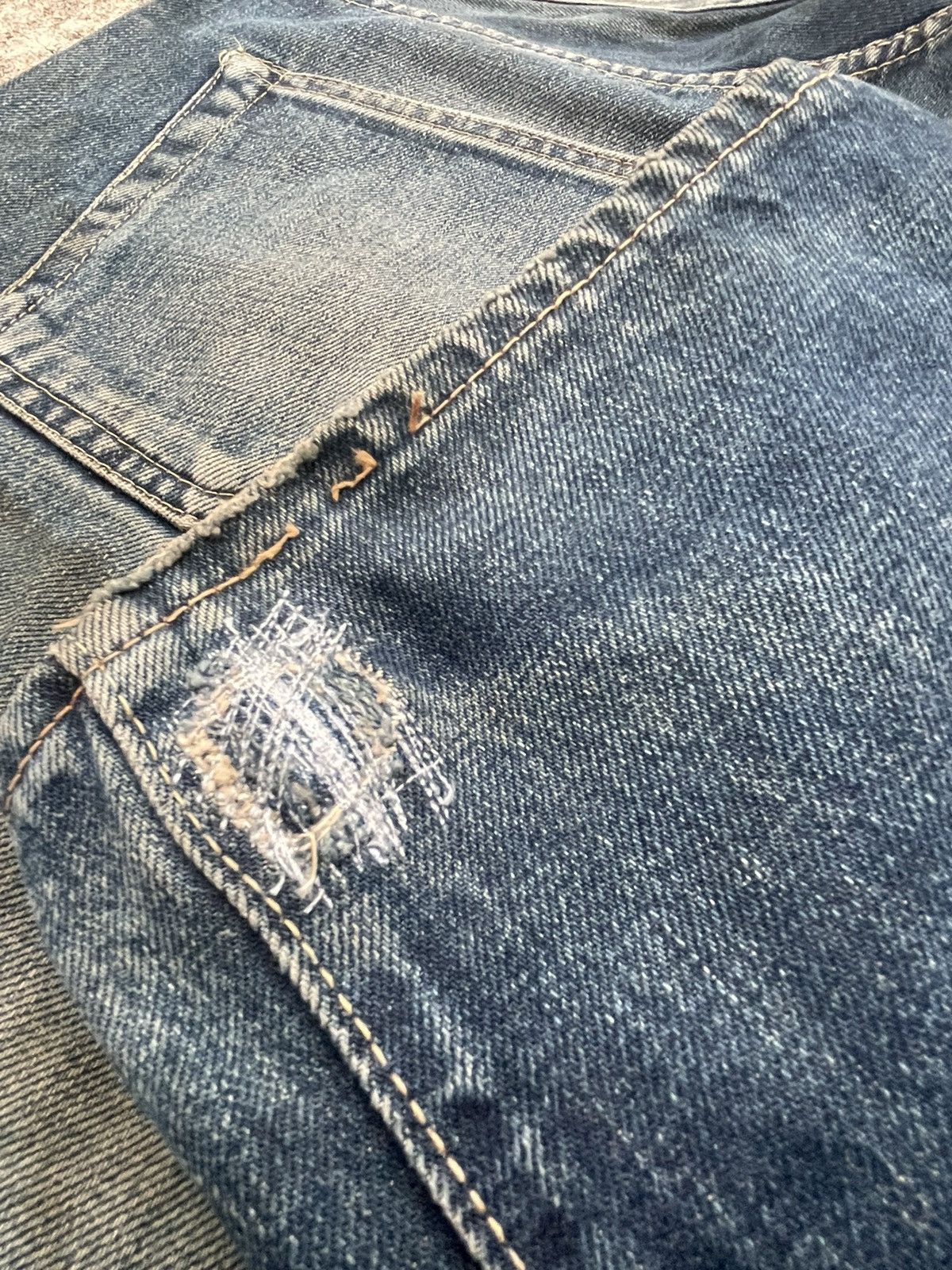Denime × Vintage Denime Vintage Selvedge Aging & Distressed Denim Size US 33 - 17 Thumbnail