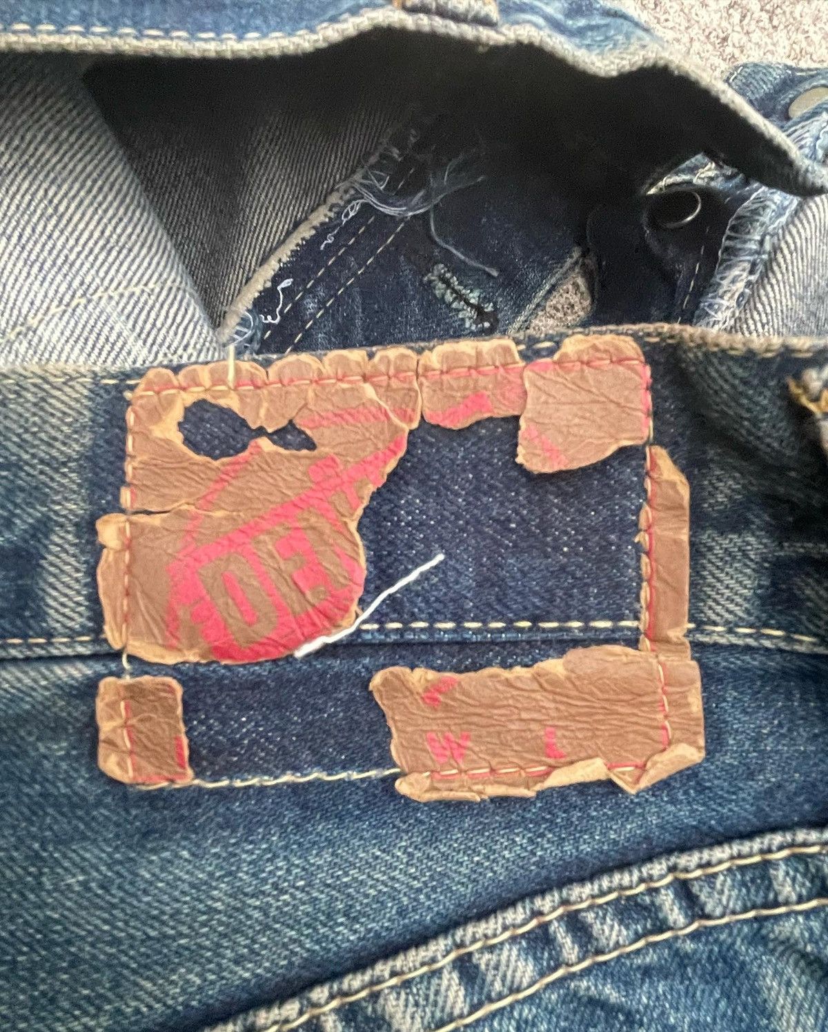 Denime × Vintage Denime Vintage Selvedge Aging & Distressed Denim Size US 33 - 8 Thumbnail