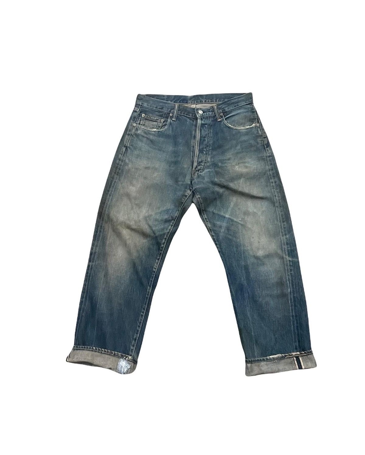 Denime × Vintage Denime Vintage Selvedge Aging & Distressed Denim Size US 33 - 1 Thumbnail