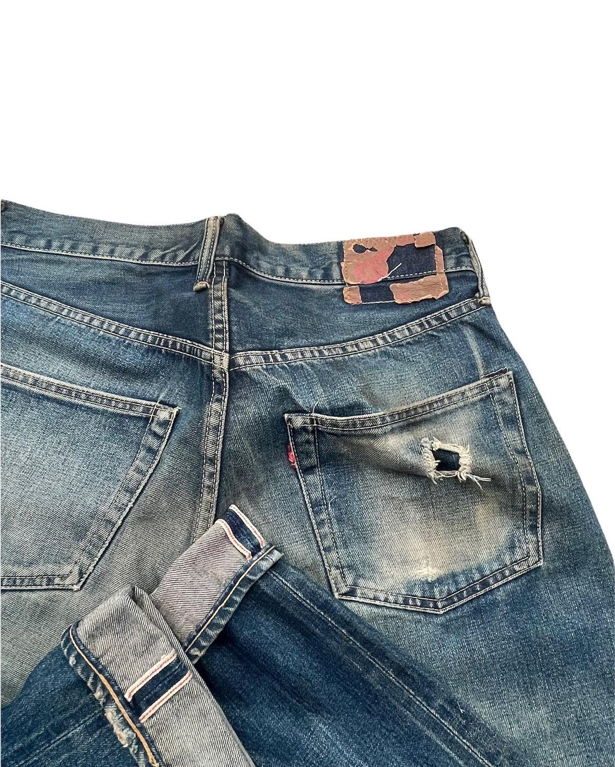 Denime × Vintage Denime Vintage Selvedge Aging & Distressed Denim Size US 33 - 7 Thumbnail